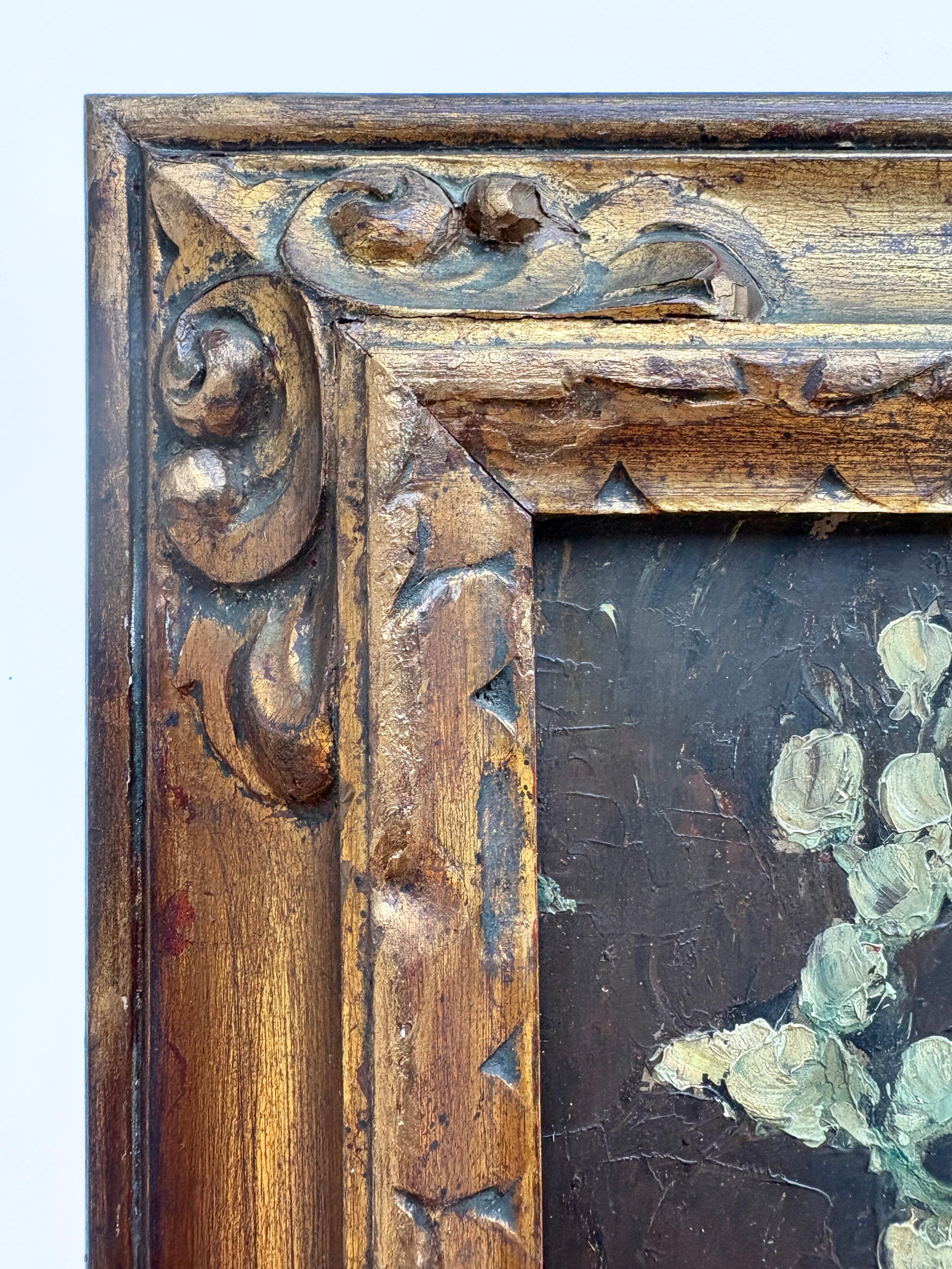 Ancienne peinture à l'huile maltaise d'une nature morte florale datée de 1923 en vente 5