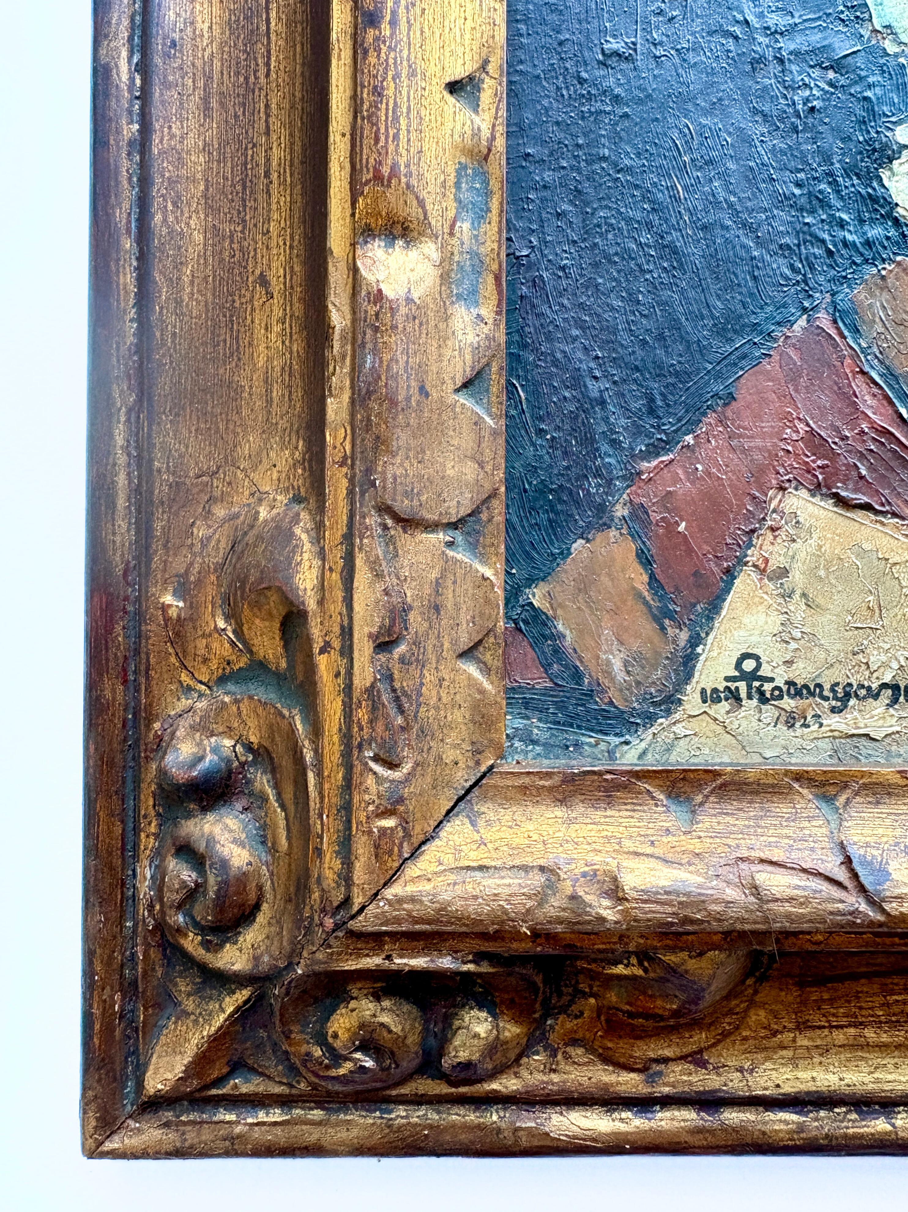 Ancienne peinture à l'huile maltaise d'une nature morte florale datée de 1923 en vente 7