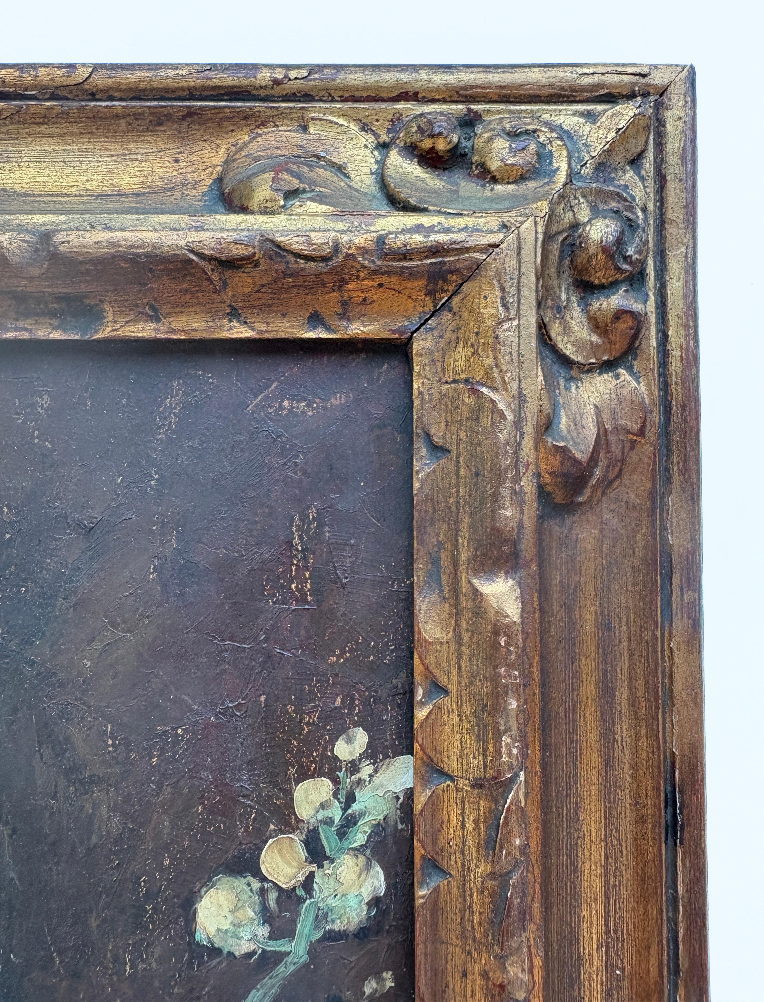 Ancienne peinture à l'huile maltaise d'une nature morte florale datée de 1923 en vente 8