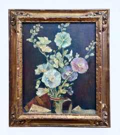Antique East European Oil Painting of Floral Still-Life Dated 1923