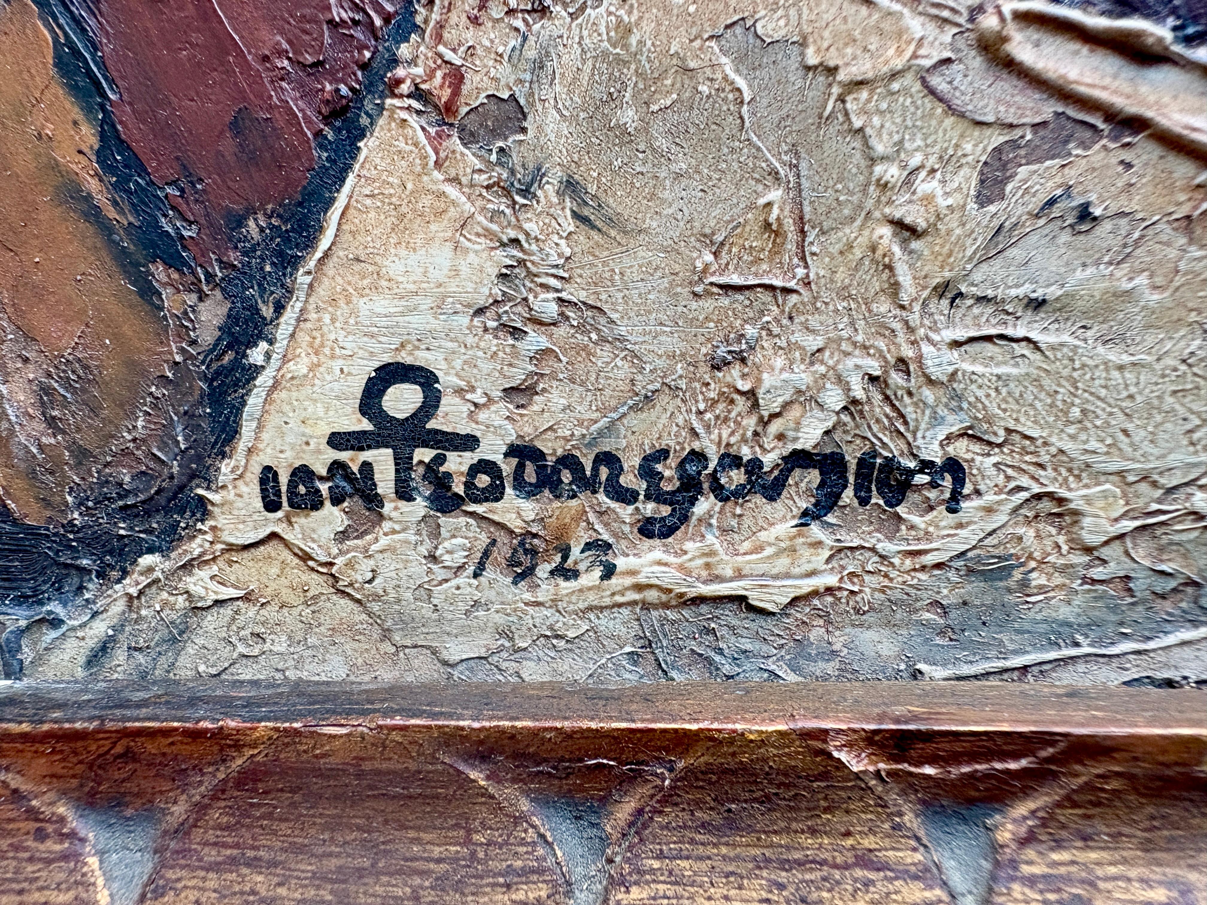 Arts and Crafts Ancienne peinture à l'huile maltaise d'une nature morte florale datée de 1923 en vente