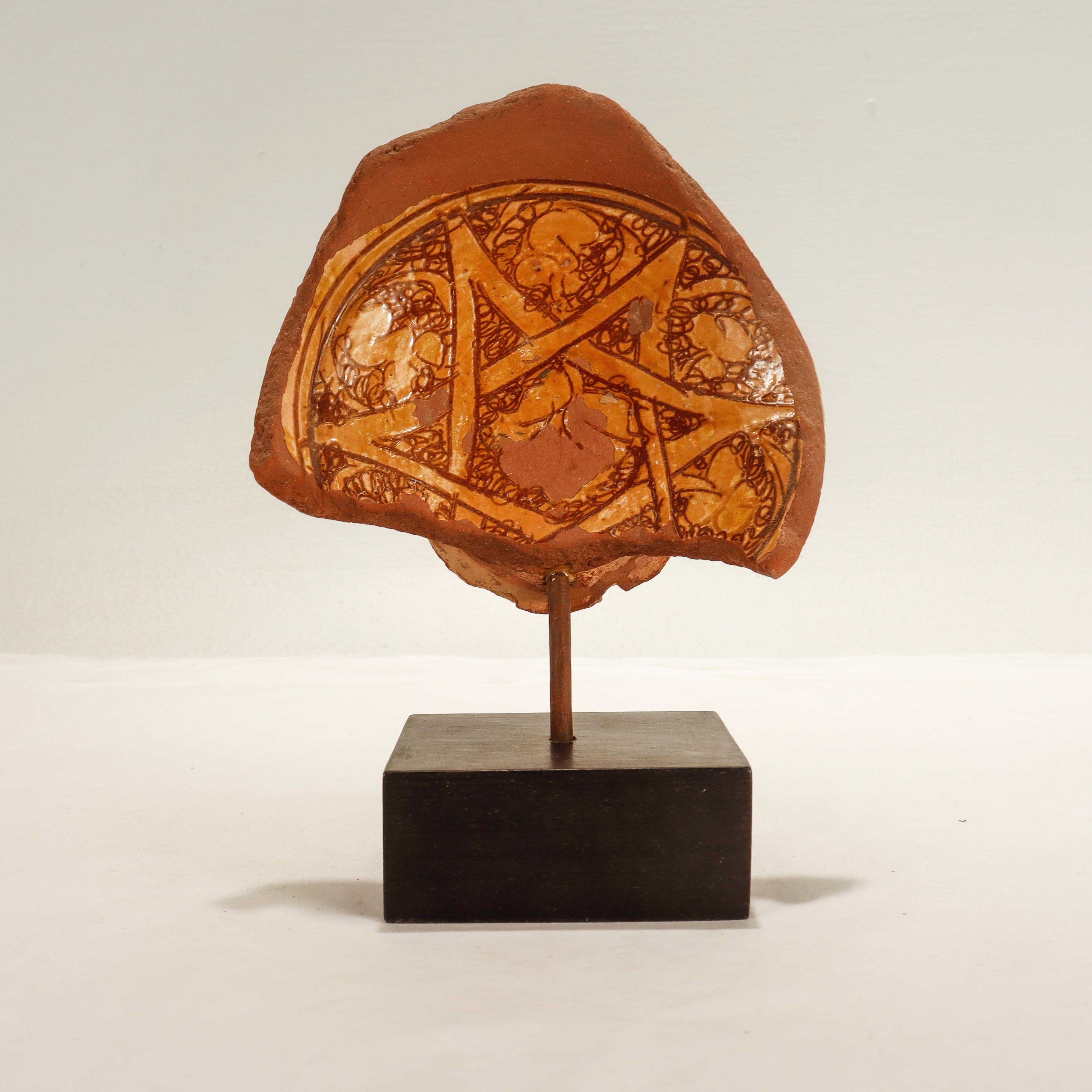 Antique Mamluk Incised Sgraffito Islamic Pottery Fragment 3