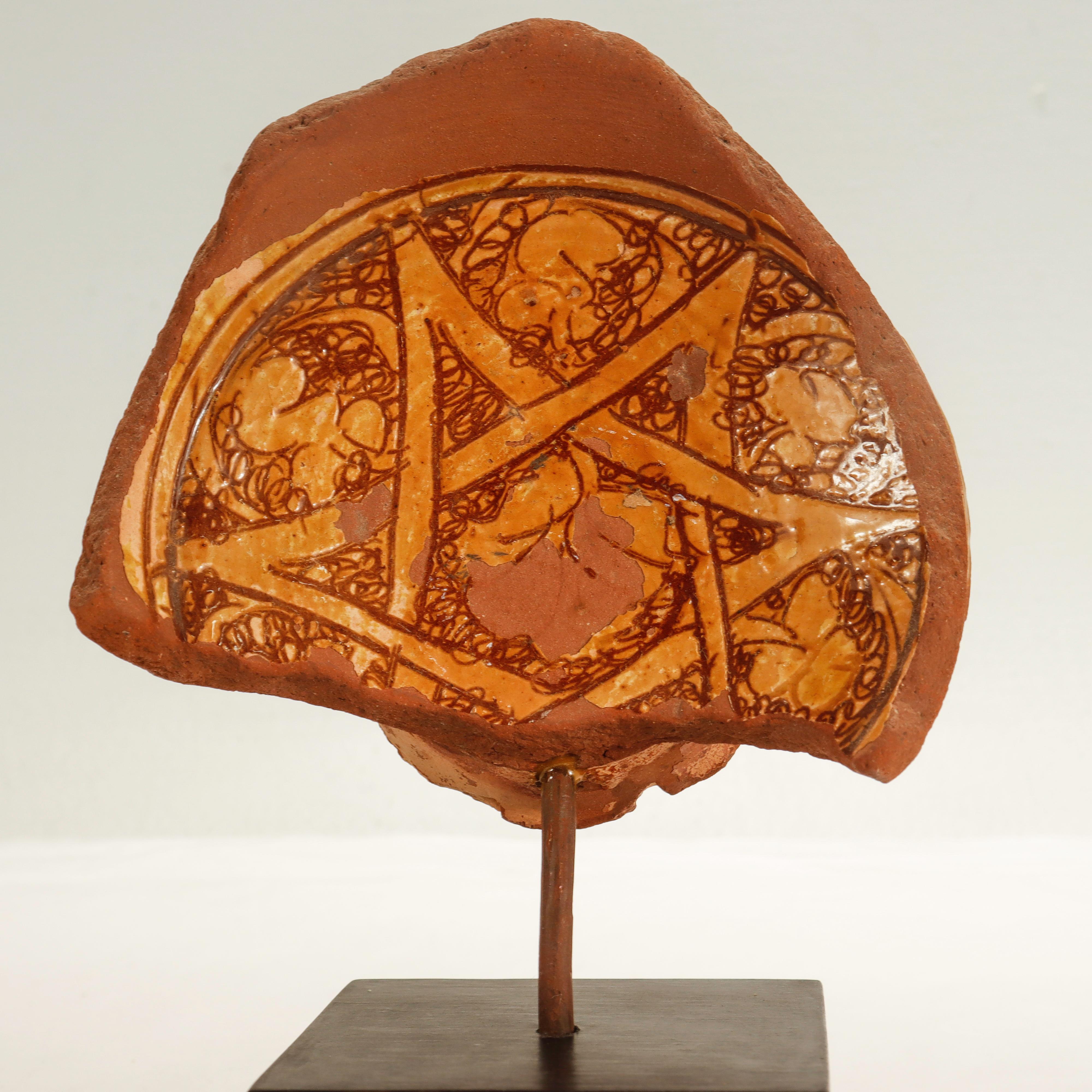 Antique Mamluk Incised Sgraffito Islamic Pottery Fragment 8