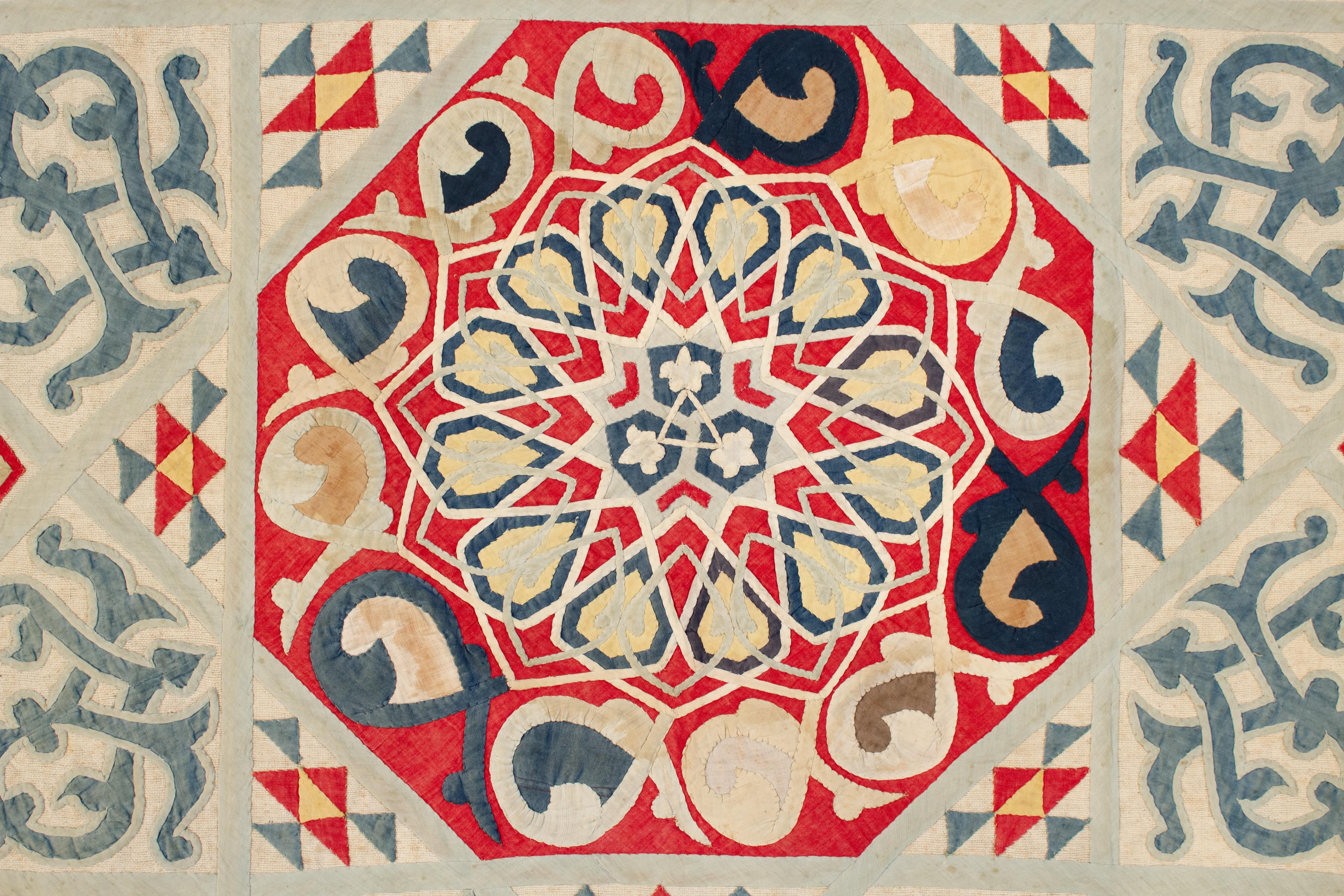 Derived from the Arabic 'khayam' (tent), the Egyptian khedival khayamiya are elaborately hand-stitched appliquè cotton hangings, woven in the golden period between 1867 and 1914. What results are textiles of great visual power denoted by rich,