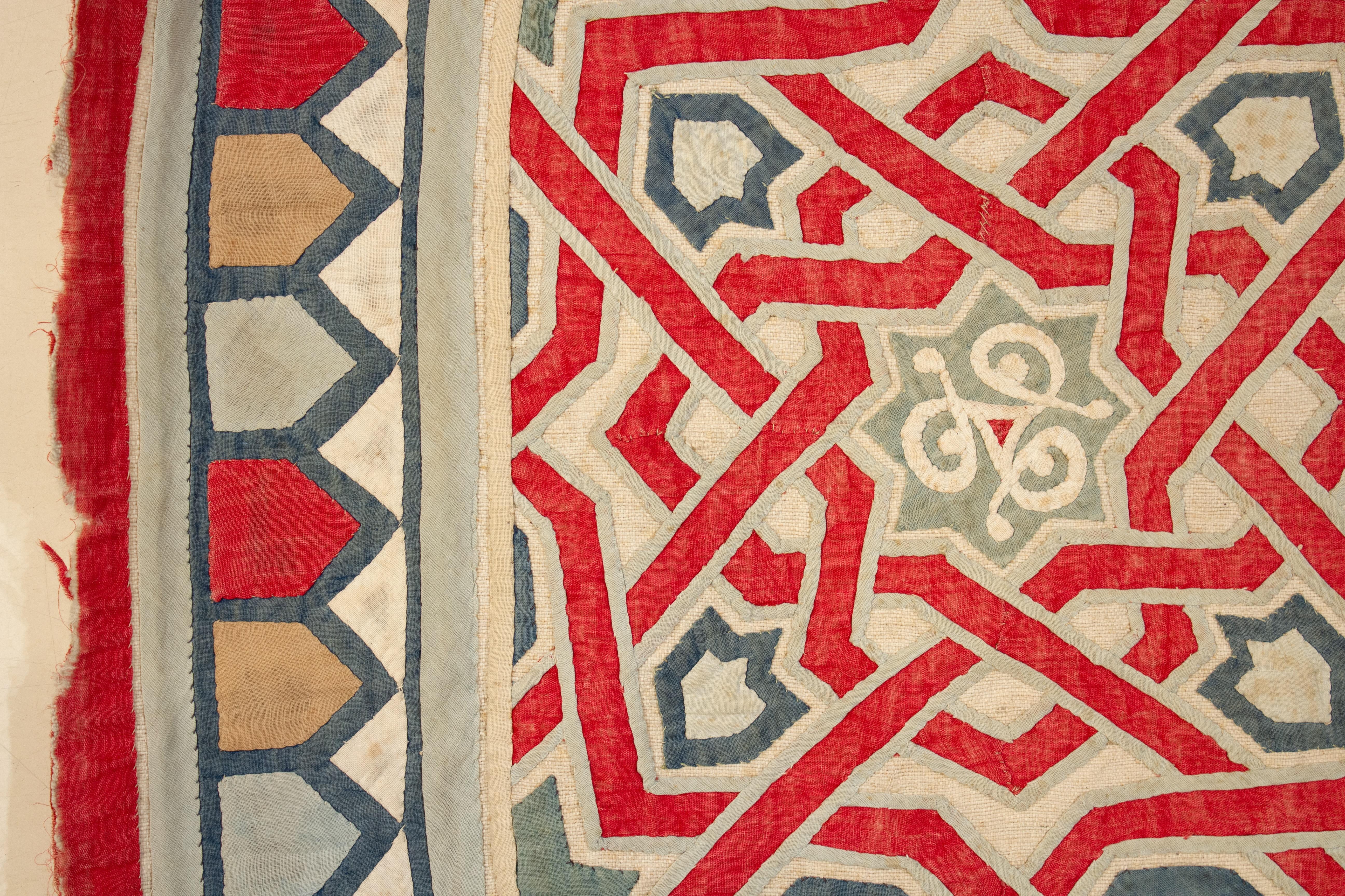 19th Century Antique Mamluk Revival Egyptian Khedival Khayamiya Cotton Appliquè Hanging For Sale