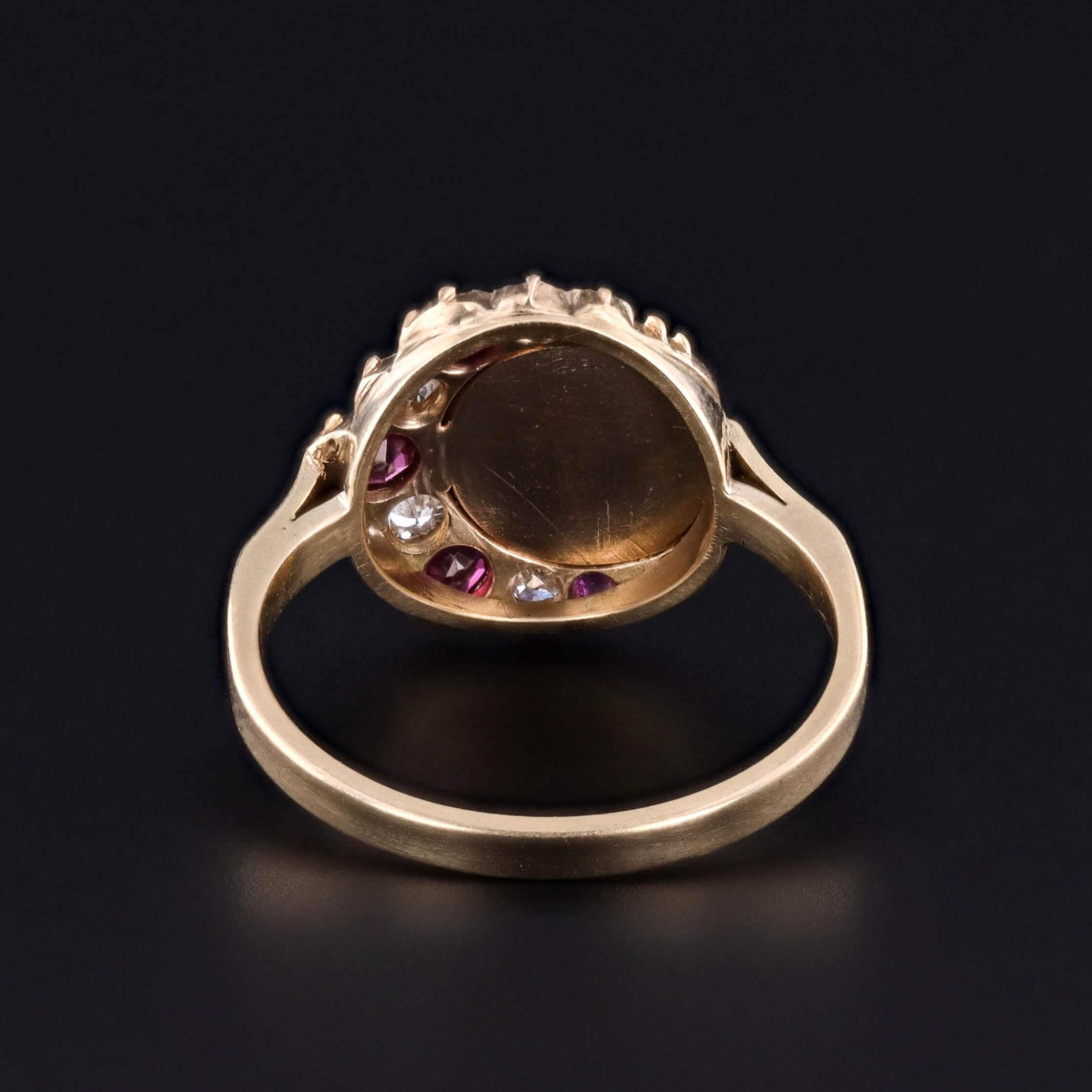 Bague ancienne homme dans la lune en or 14k Bon état - En vente à Lewisburg, PA