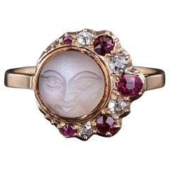 Antique Man-in-the-Moon Ring of 14k Gold