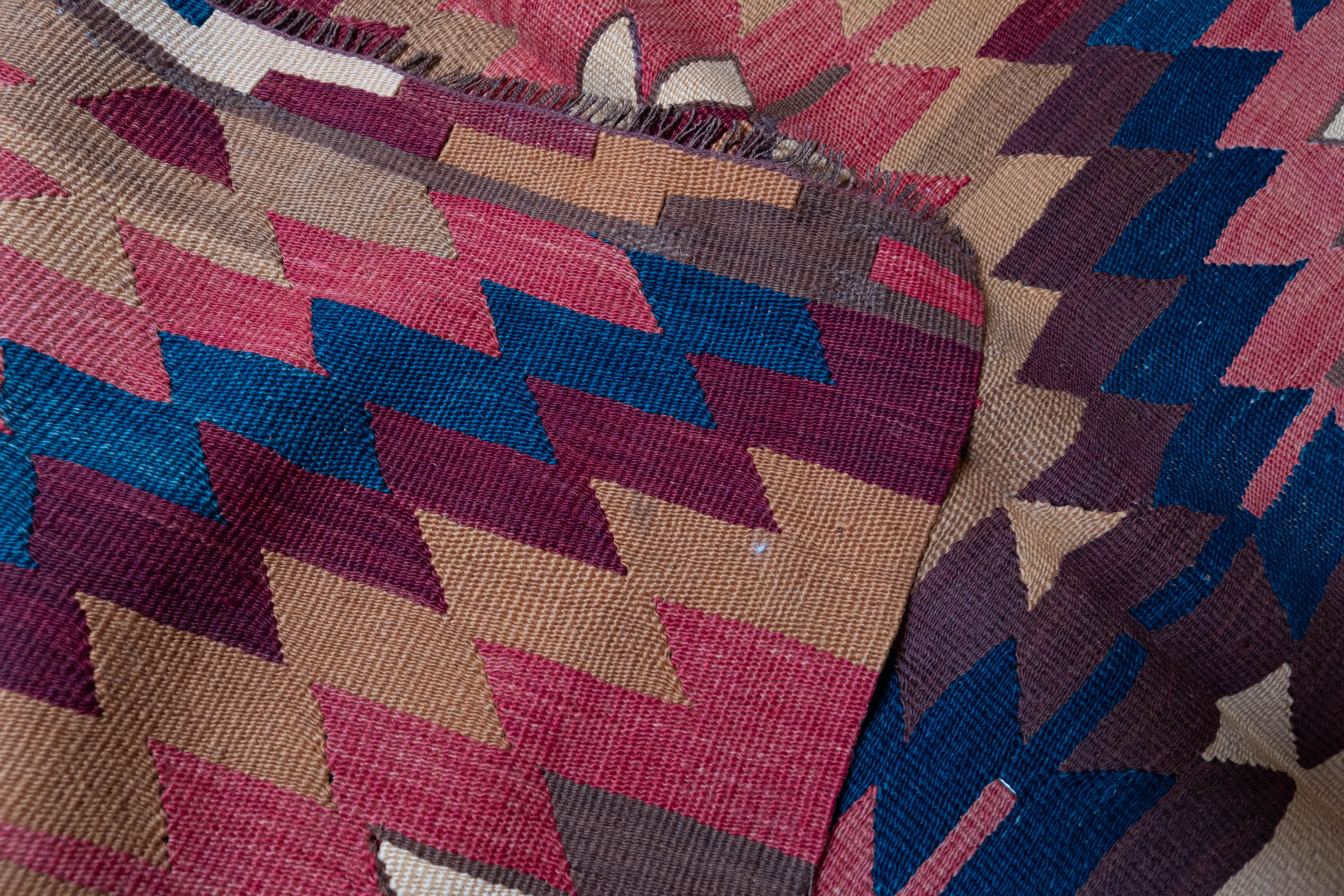 Hand-Woven Antique Manastir Kilim Northwest Anatolian Old Rug Turkish Carpet For Sale
