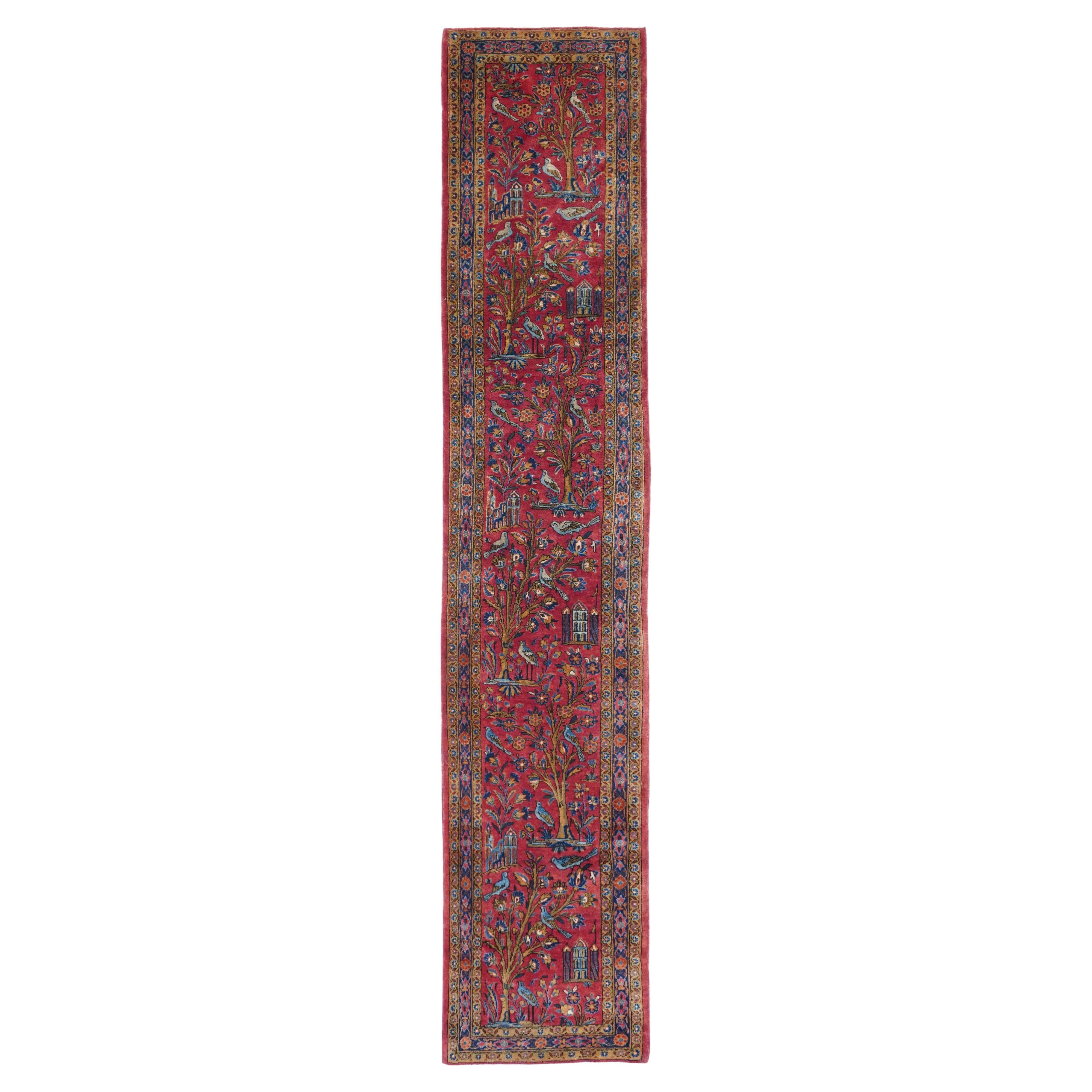 Tapis de couloir Kashan en laine Manchester antique 1'10'' x 9'11'' en vente