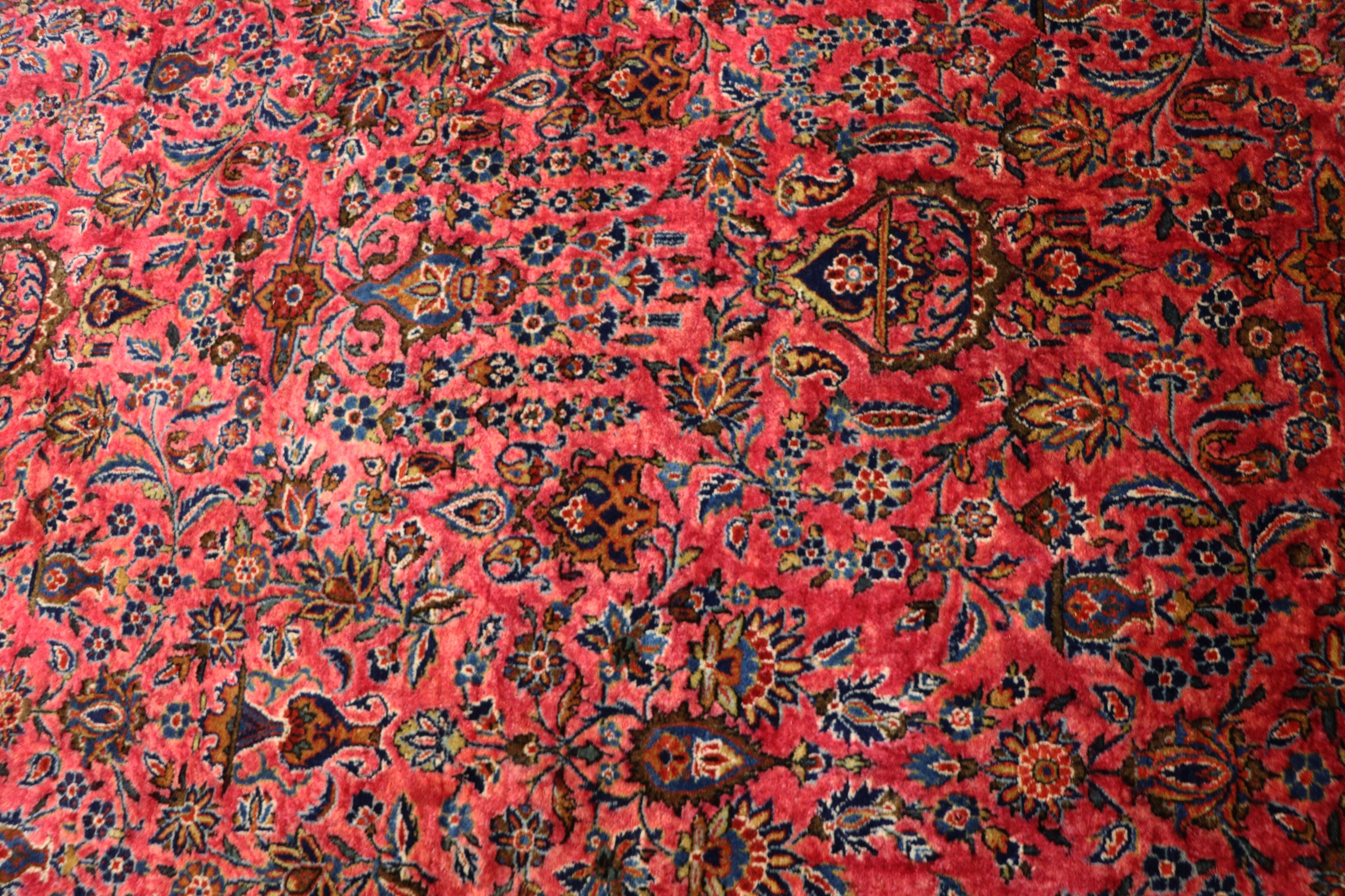 Hand-Knotted Antique Manchester Wool Persian Kashan Carpet For Sale