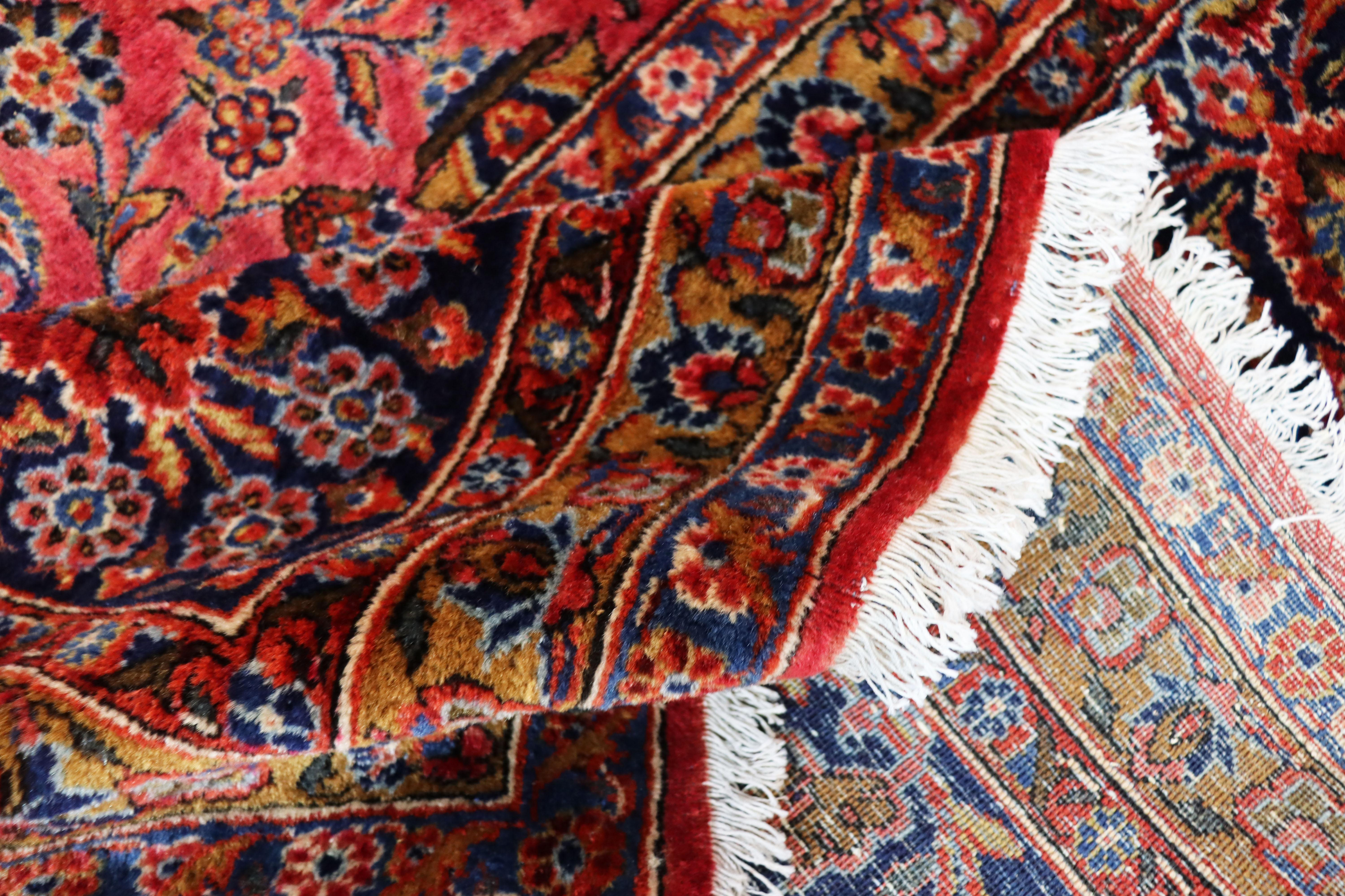 20th Century Antique Manchester Wool Persian Kashan Carpet For Sale