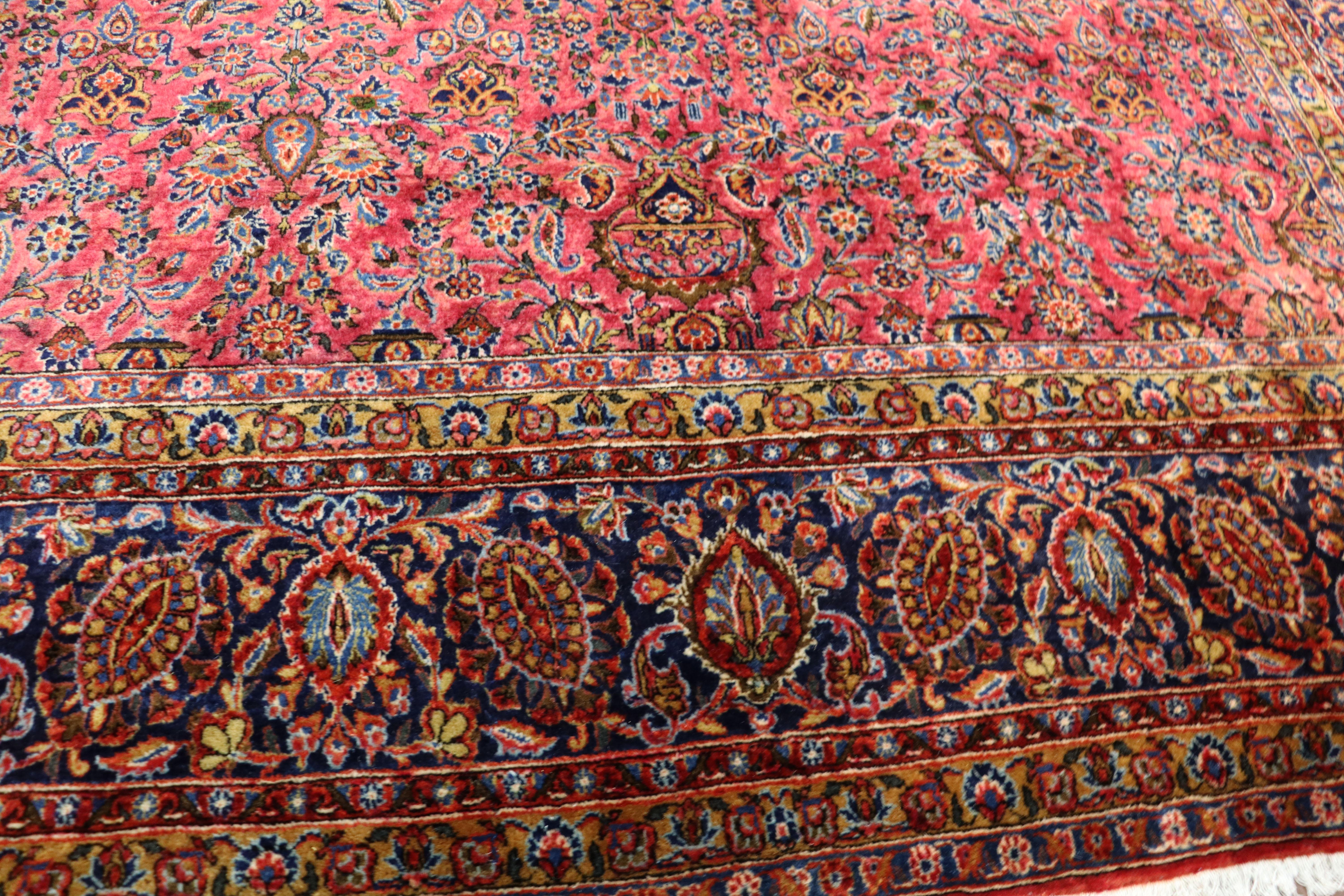 Antique Manchester Wool Persian Kashan Carpet For Sale 1