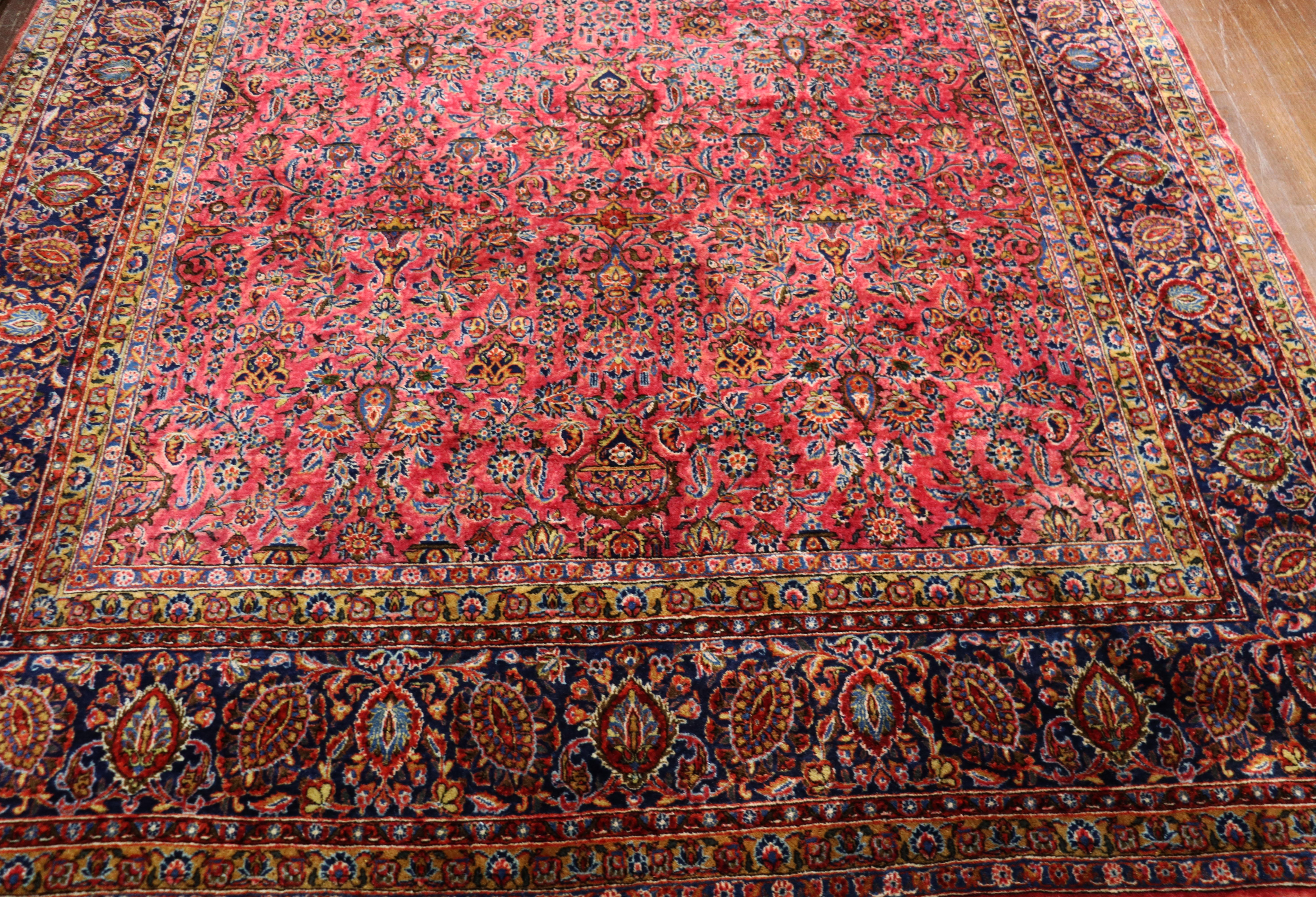Antique Manchester Wool Persian Kashan Carpet For Sale 2