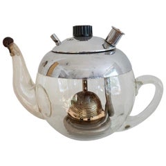 Antique Mandarin Glass Teapot from Elekthermax, 1940s Hungary Bauhaus