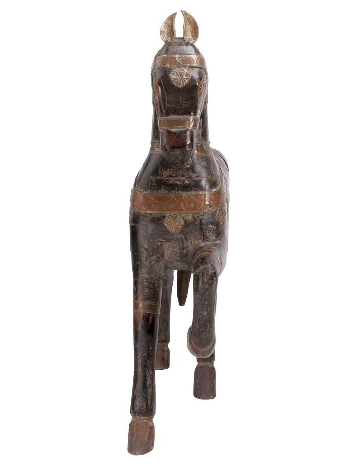 Agra Antique Mango Wood Painted Horse from Delhi, India