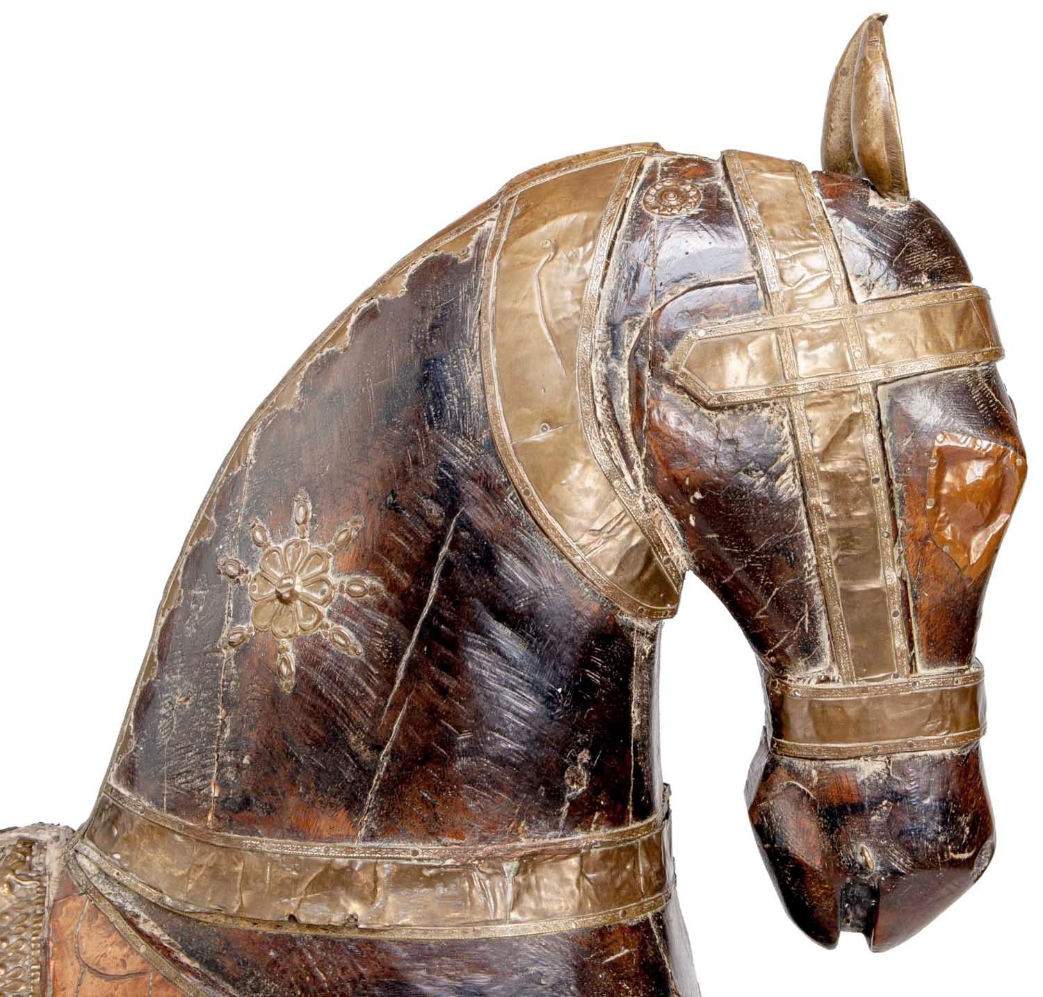 Indian Antique Mango Wood Painted Horse from Delhi, India