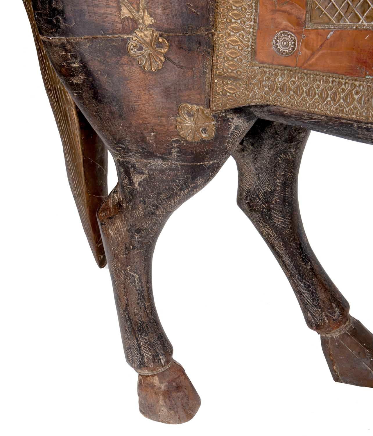 Hand-Crafted Antique Mango Wood Painted Horse from Delhi, India