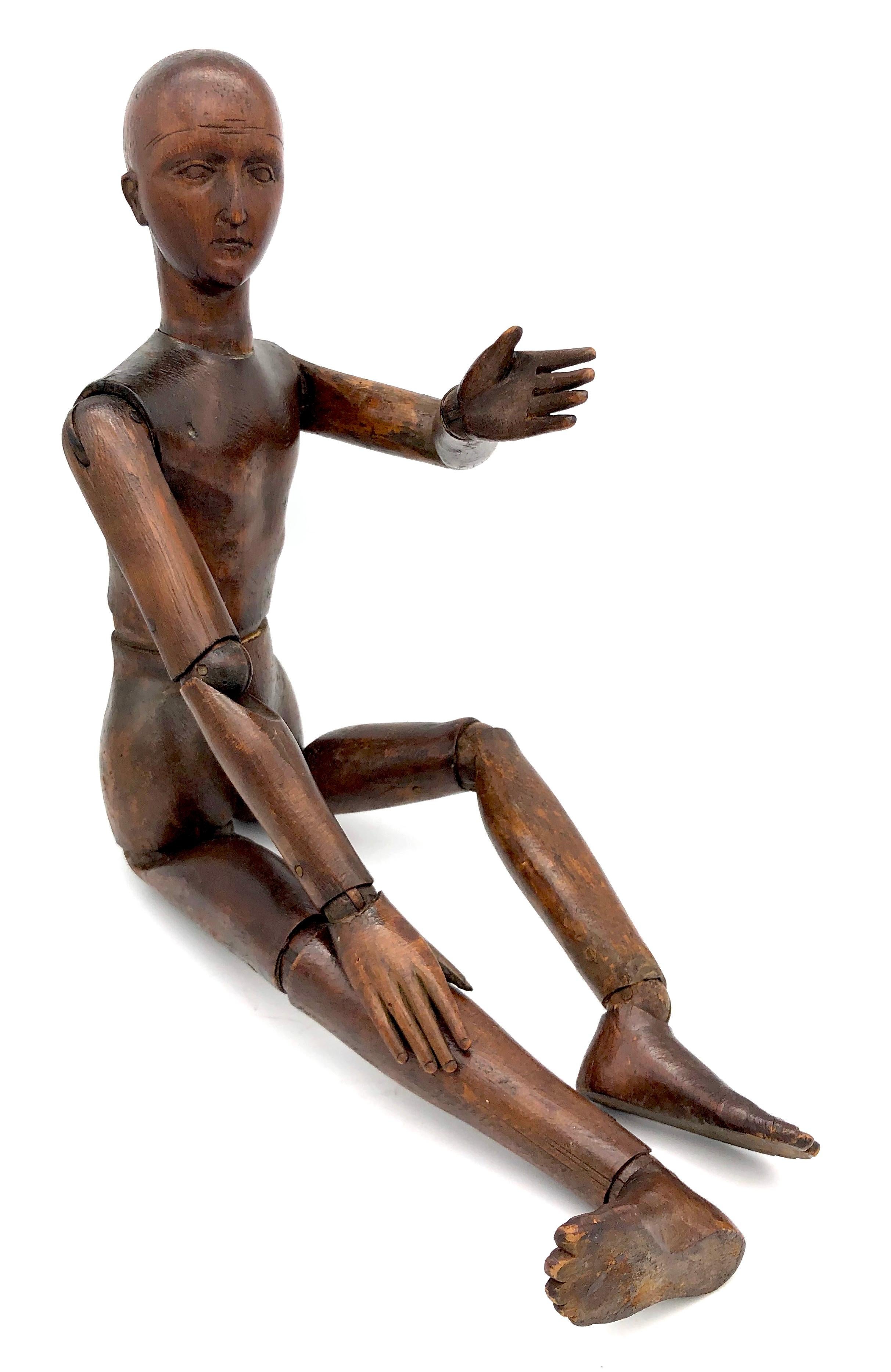 French Antique Mannequin Figure Sculpture Beechwood, France