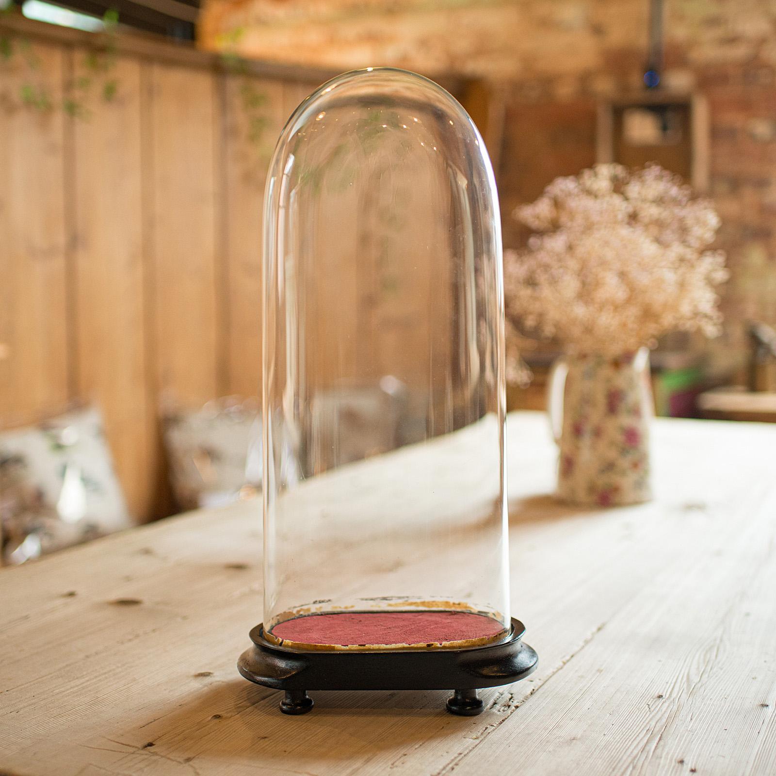 British Antique Mantel Clock Dome, English, Glass, Taxidermy Showcase, Late Victorian For Sale