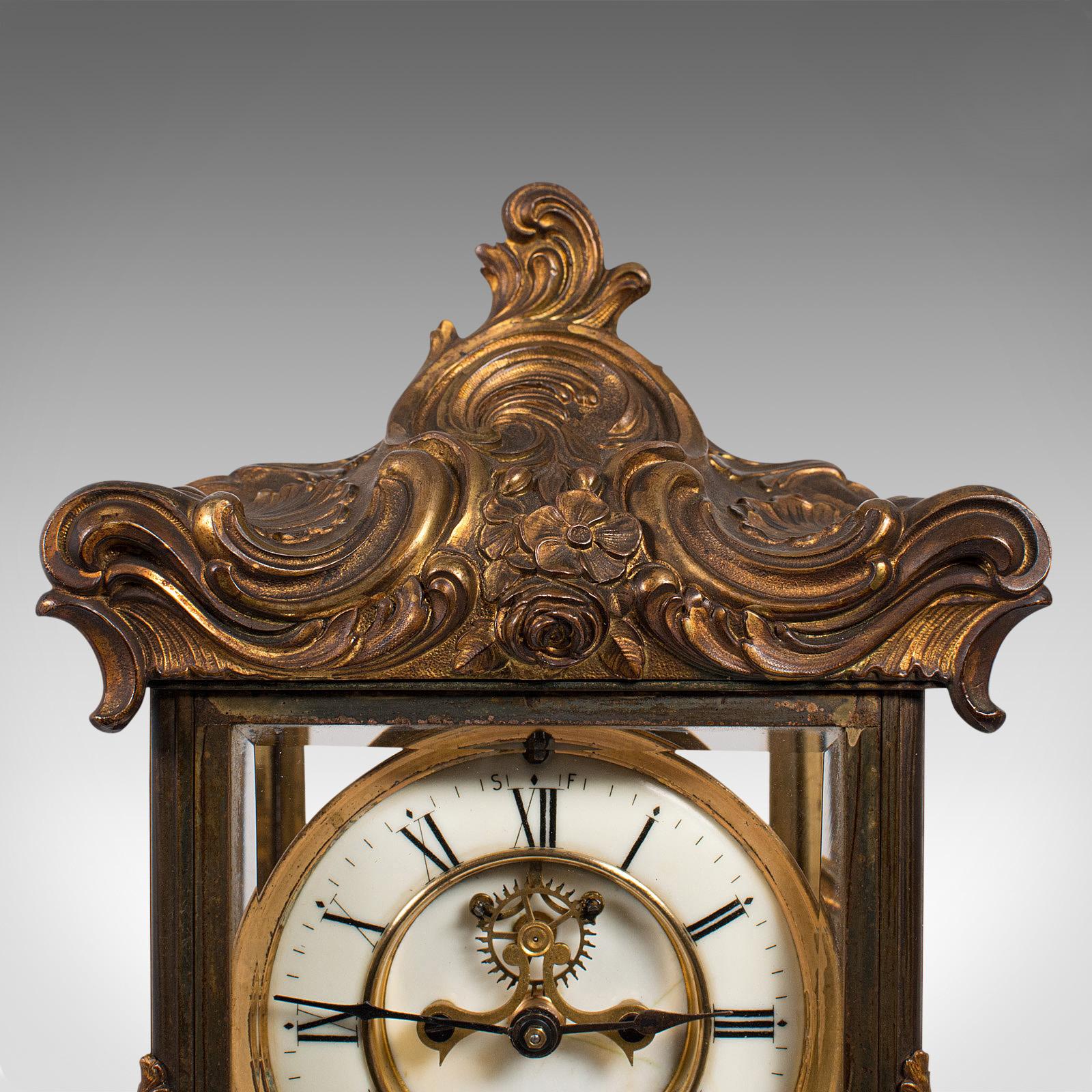 Antique Mantel Clock, French, Gilt Bronze, Ormolu, Brocot Escapement, circa 1900 4
