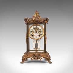 Antique Mantel Clock, French, Gilt Bronze, Ormolu, Brocot Escapement, circa 1900