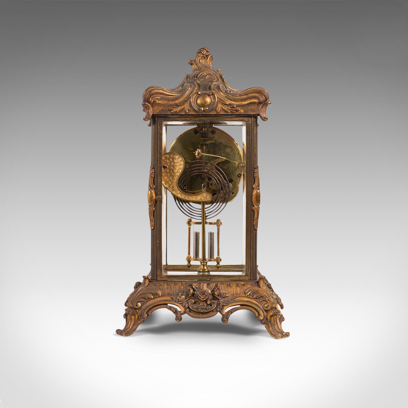 Antique Mantel Clock, French, Gilt Bronze, Ormolu, Brocot Escapement, circa 1900 In Good Condition In Hele, Devon, GB