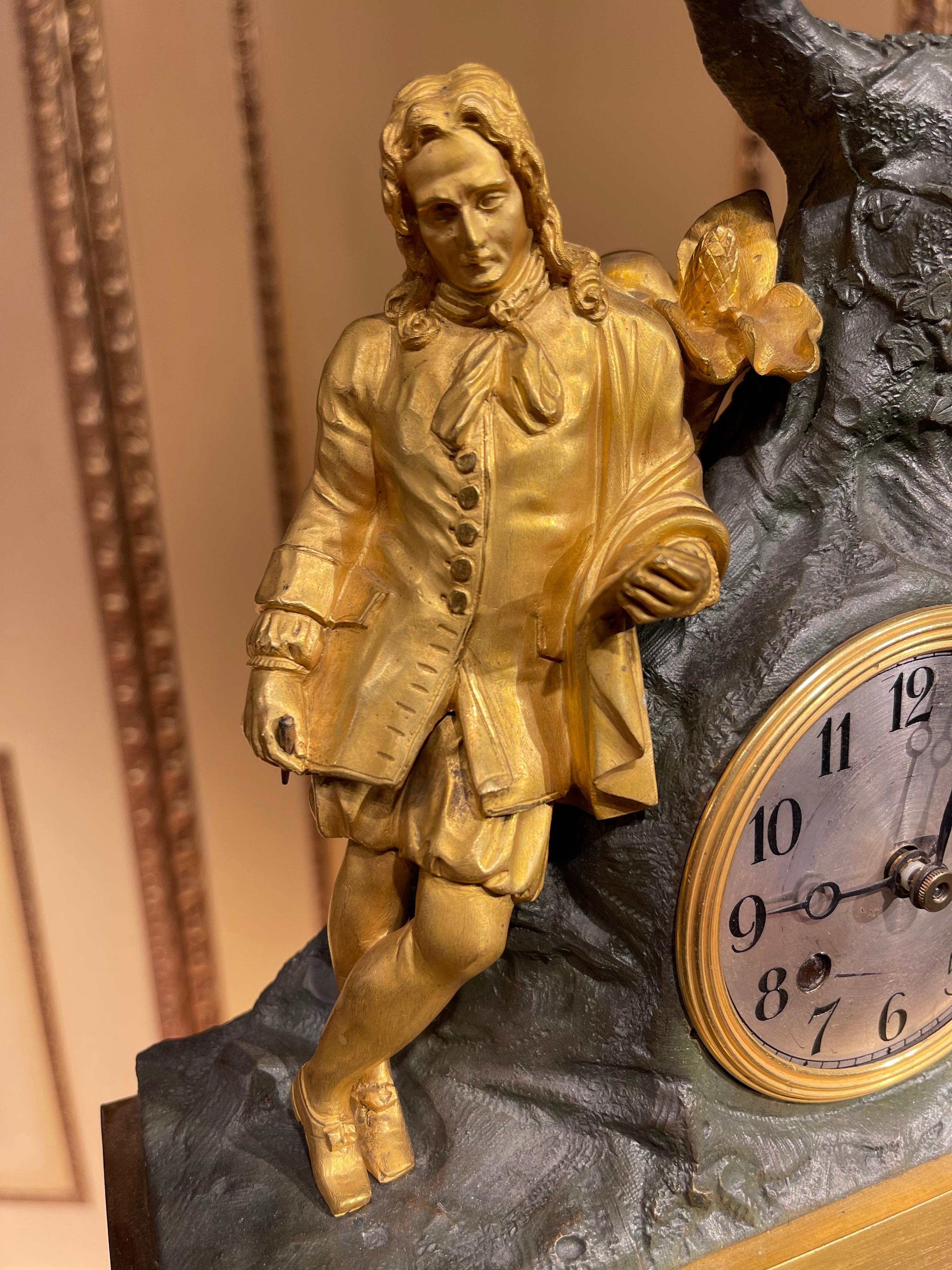 Antique Mantel Clock from around 1850, France, Fire-Gilded For Sale 4
