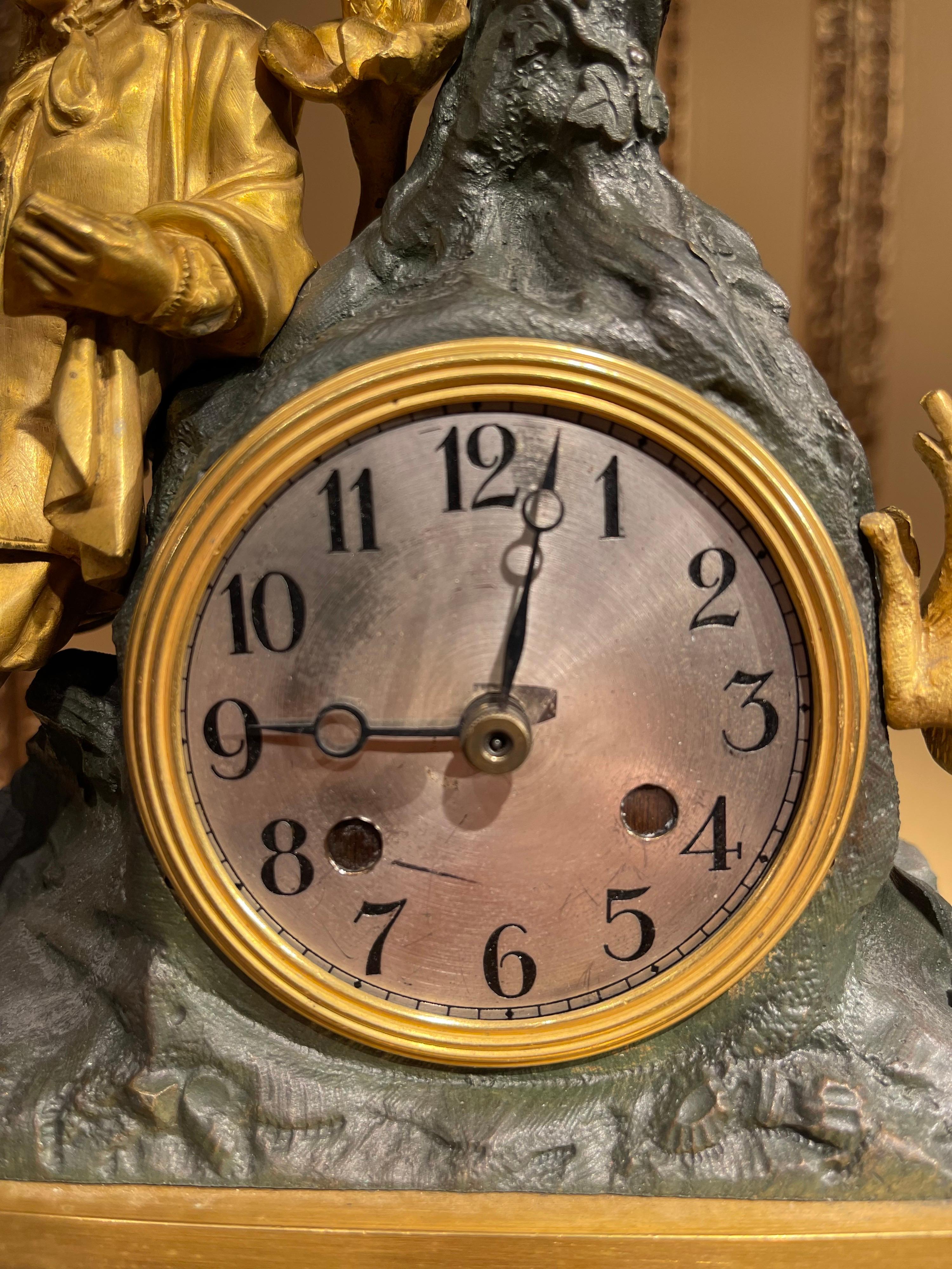 Antique Mantel Clock from around 1850, France, Fire-Gilded For Sale 2