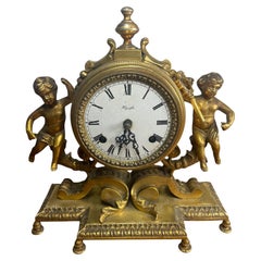 Antique Mantel Clock Querubine Gilt Bronze