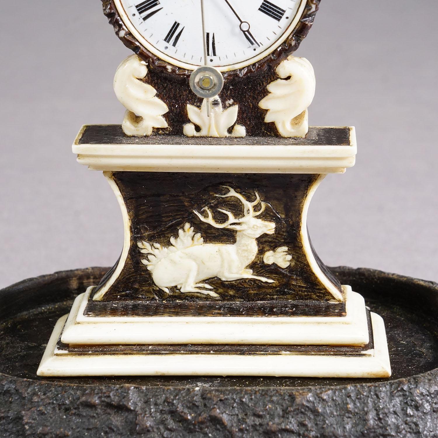 German Antique Mantel Clock under Glass Dome, ca. 1870 For Sale