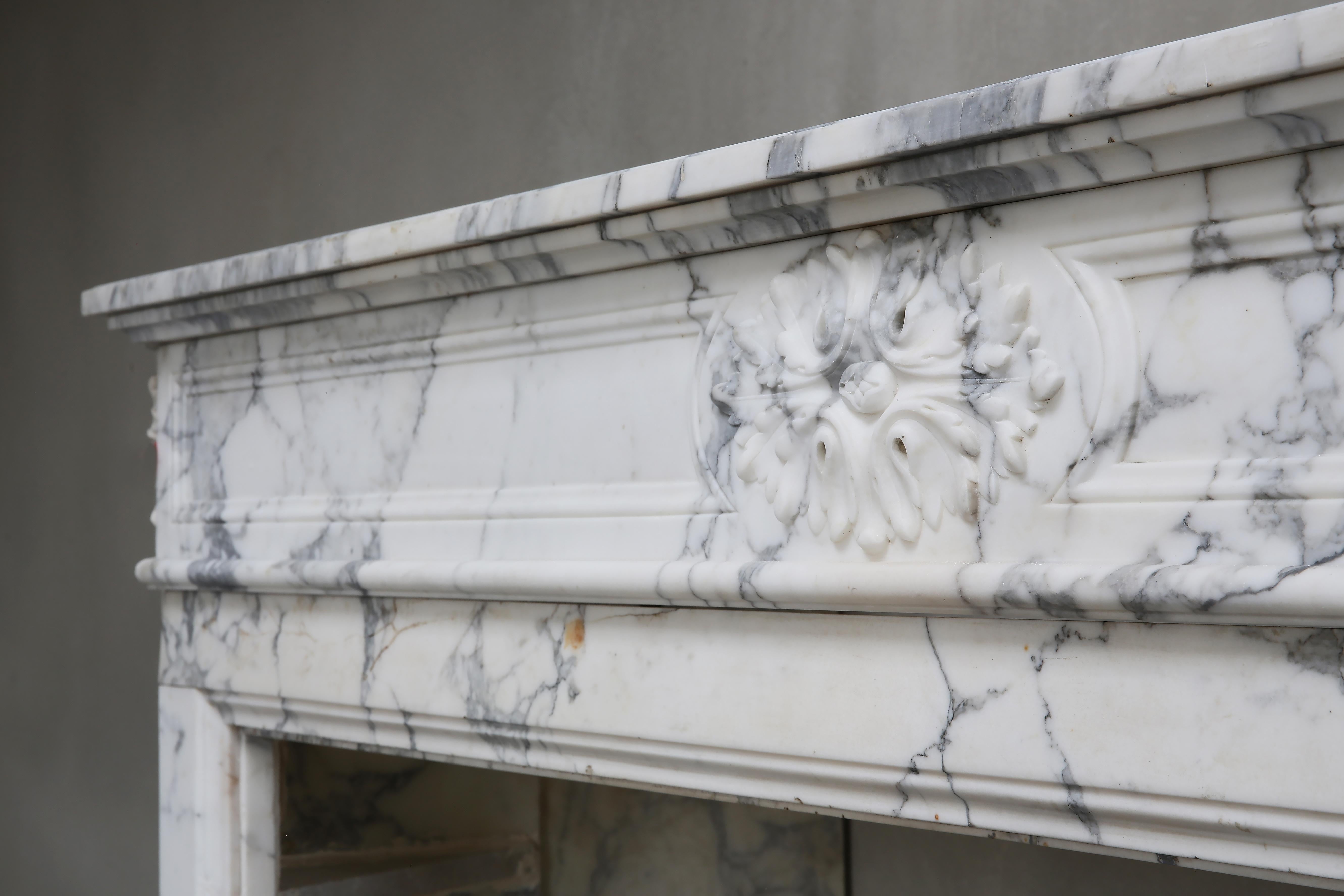 Antique Mantel of Arabescato Marble from Italy in Style of Louis XVI 1