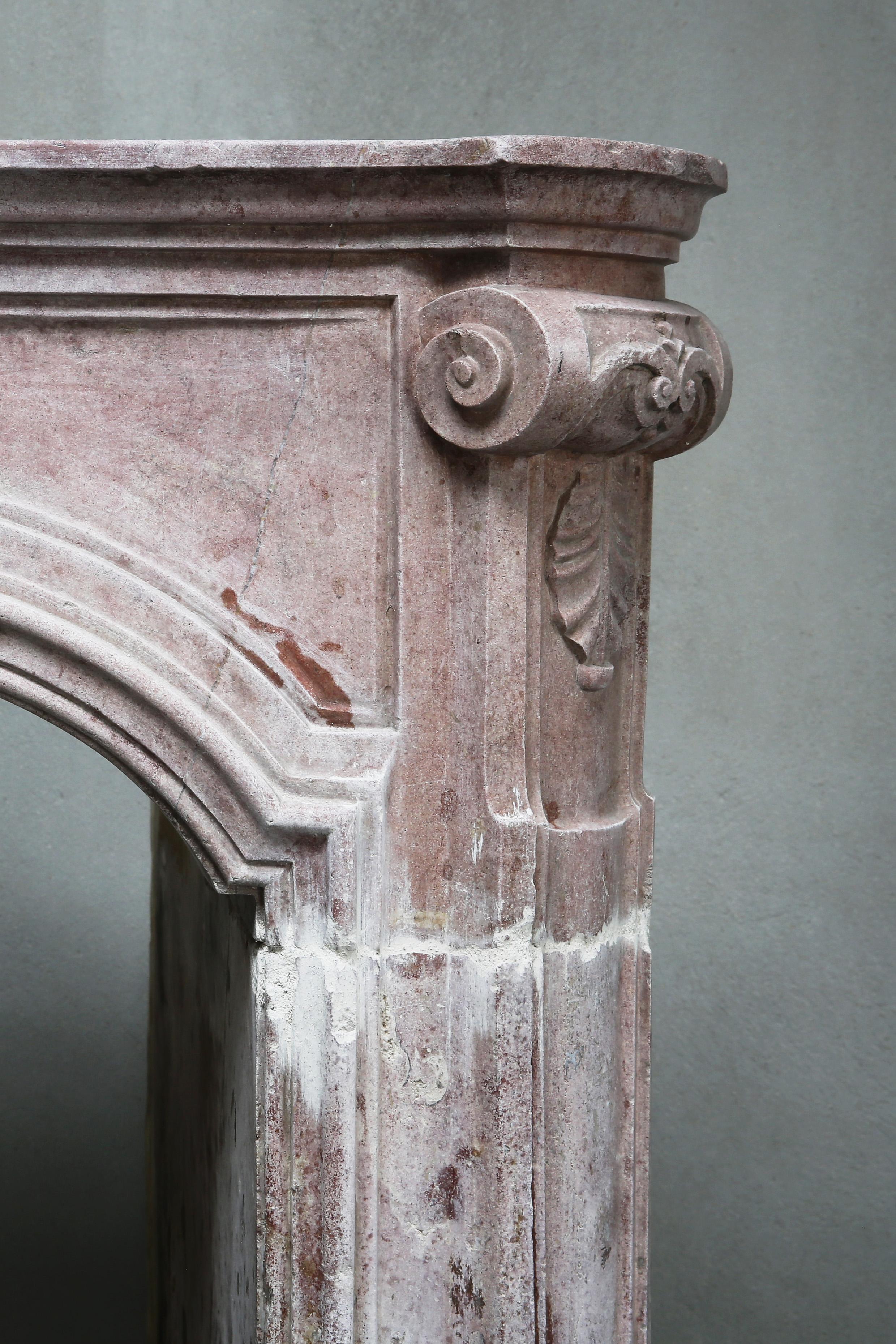 French Antique Mantel of Marble Stone, Style Louis XV, 19th Century