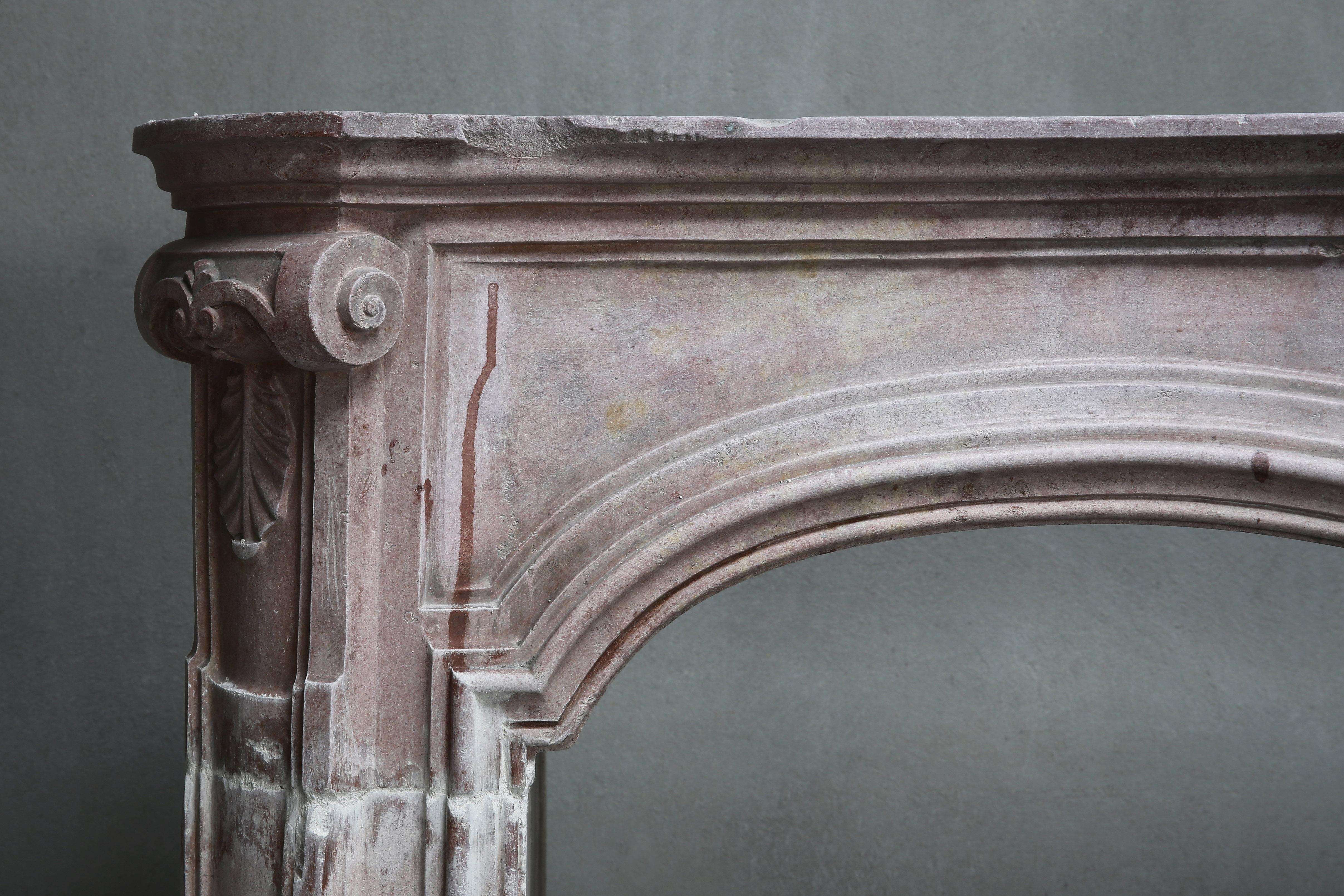 Antique Mantel of Marble Stone, Style Louis XV, 19th Century In Good Condition In Made, NL