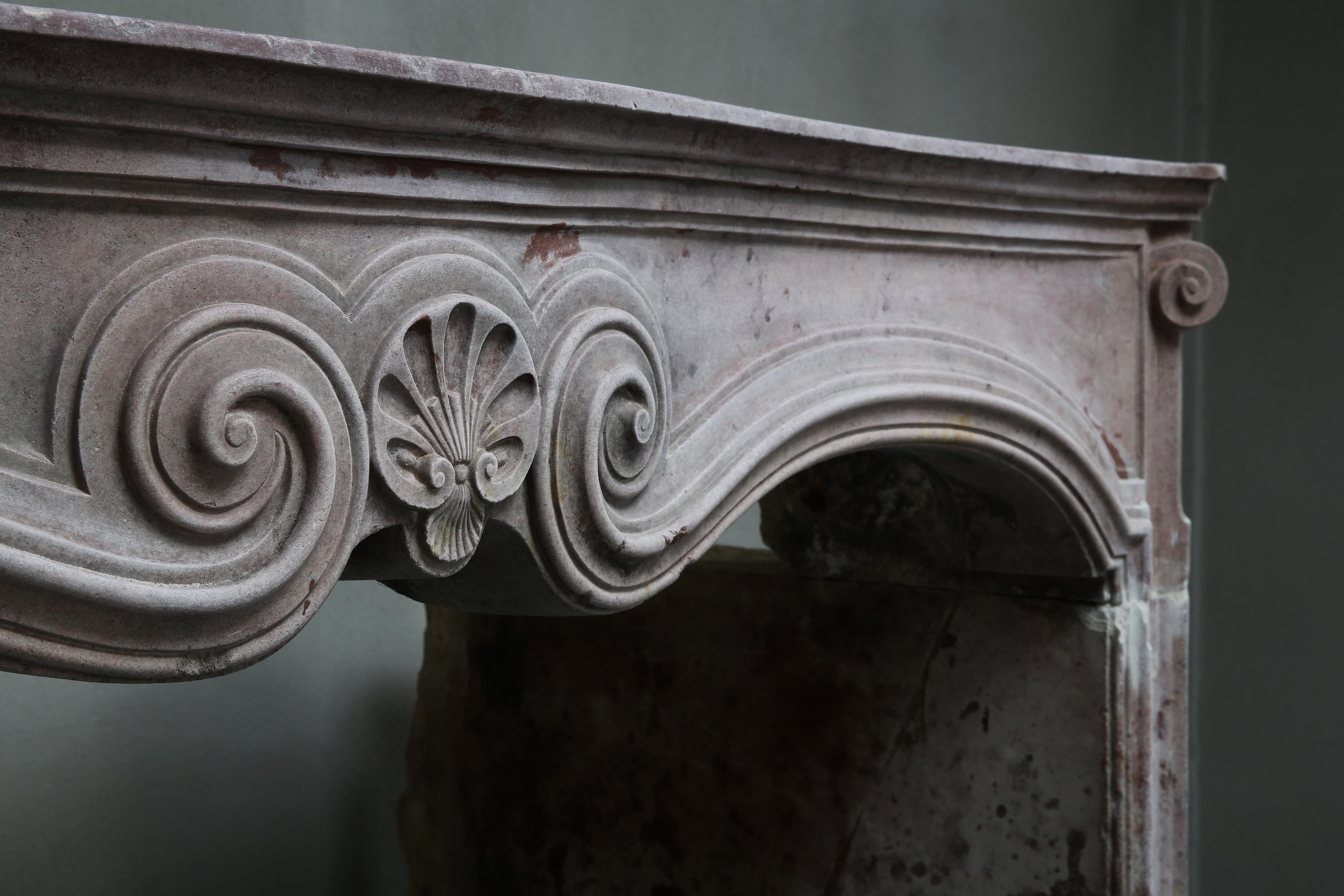 Antique Mantel of Marble Stone, Style Louis XV, 19th Century 1