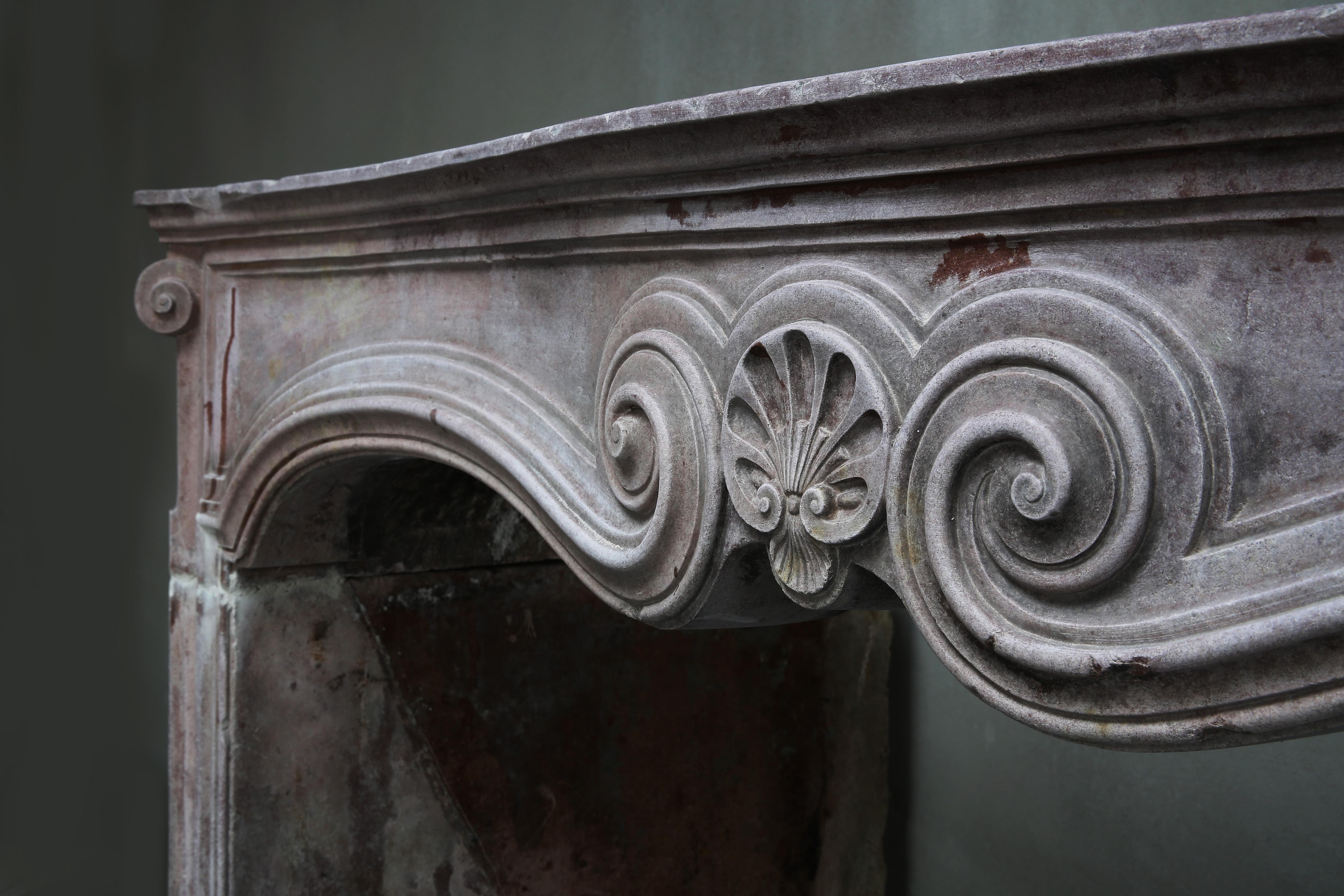 Antique Mantel of Marble Stone, Style Louis XV, 19th Century 2