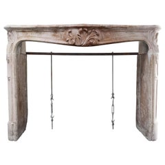 Antique Mantel of Pierre de Bourgogne Marble Stone, Louis XV Style, 19th Century