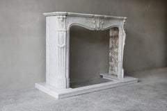 Mantel of White Carrara Marble in Style of Louis XV from the 19th Century