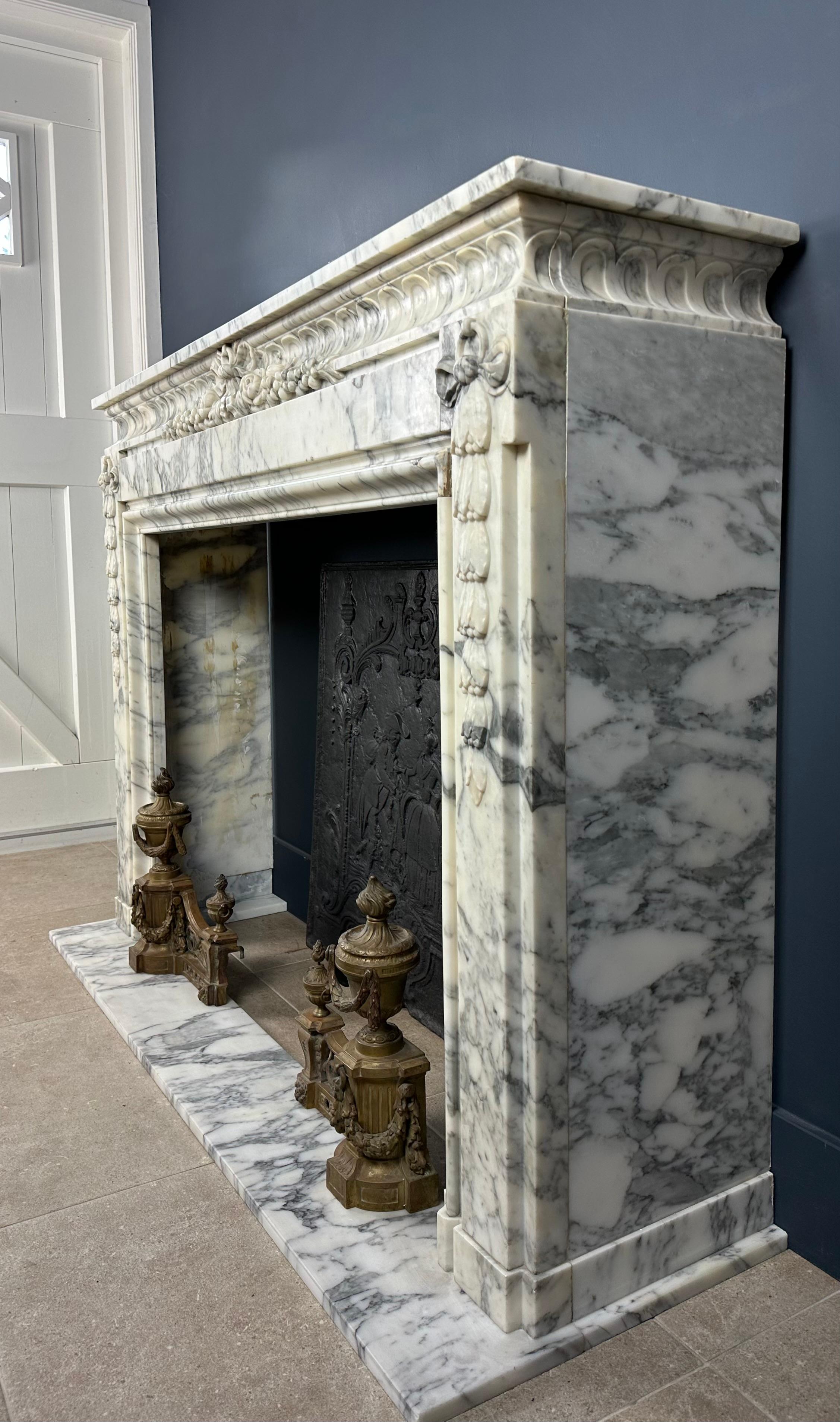 Marble Antique Mantel: Refined Elegance and Craftsmanship in Perfect Harmony For Sale