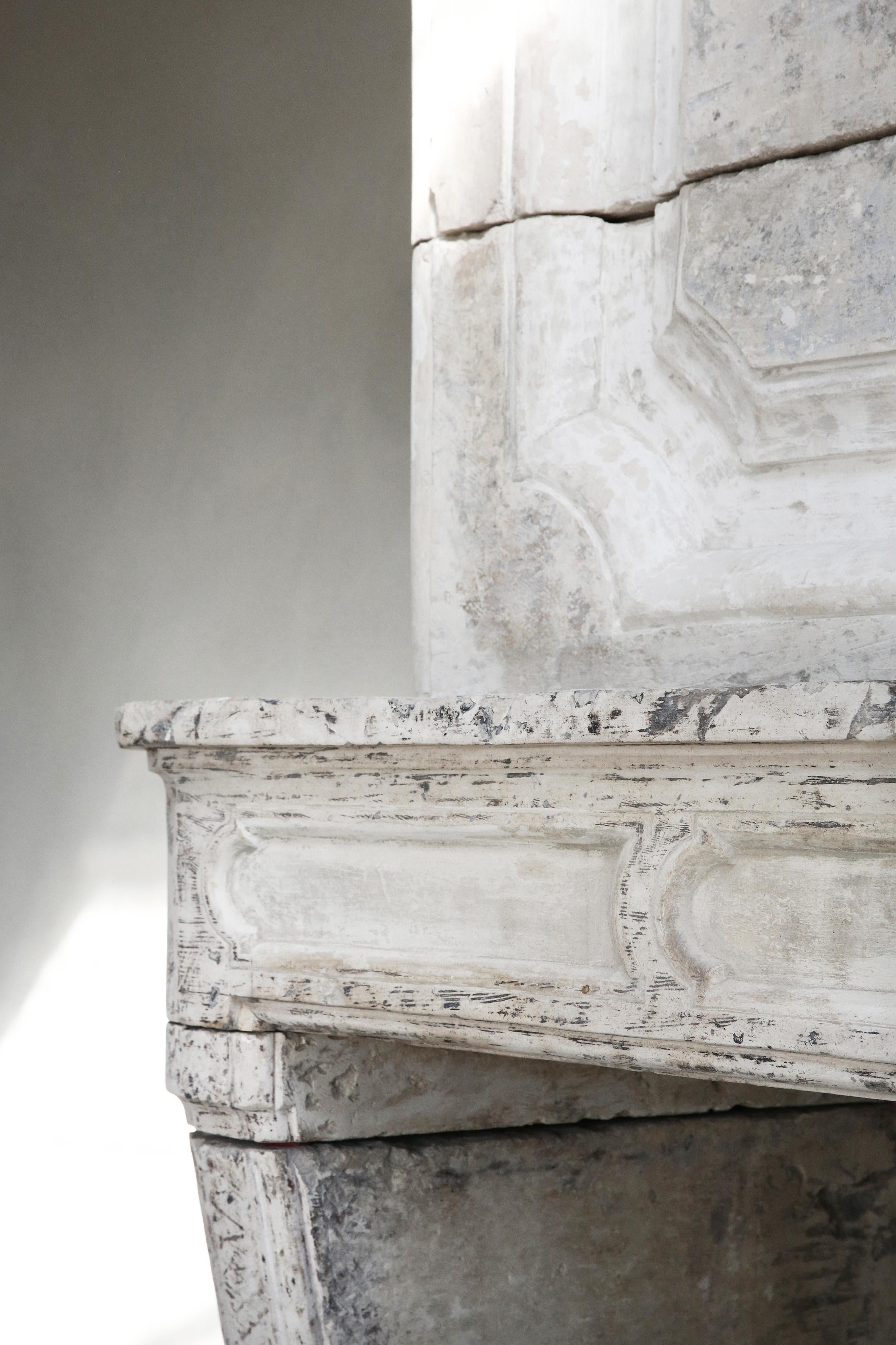 18th Century Mantel Surround of French Limestone with a Trumeau 5