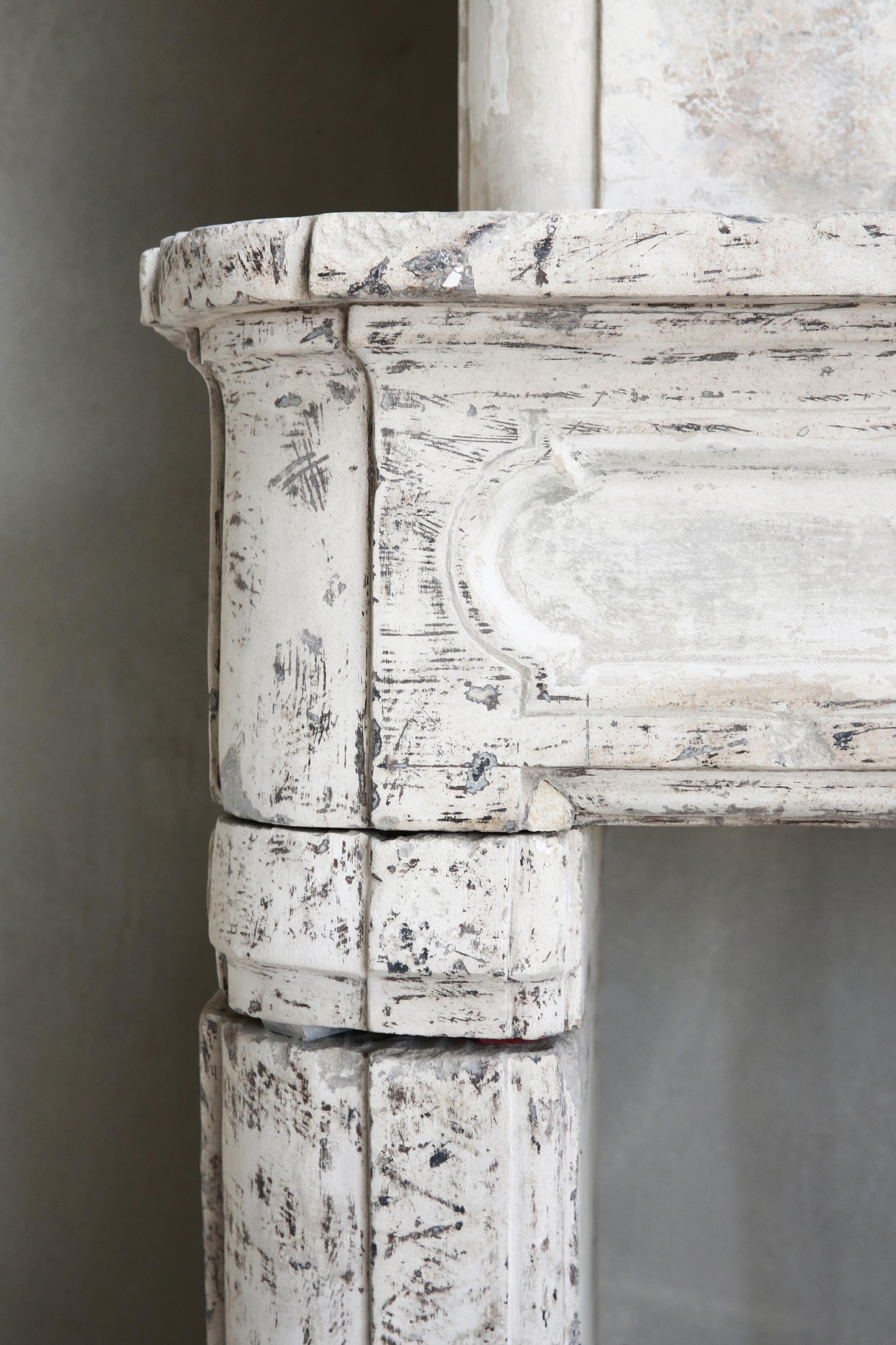 18th Century Mantel Surround of French Limestone with a Trumeau 2