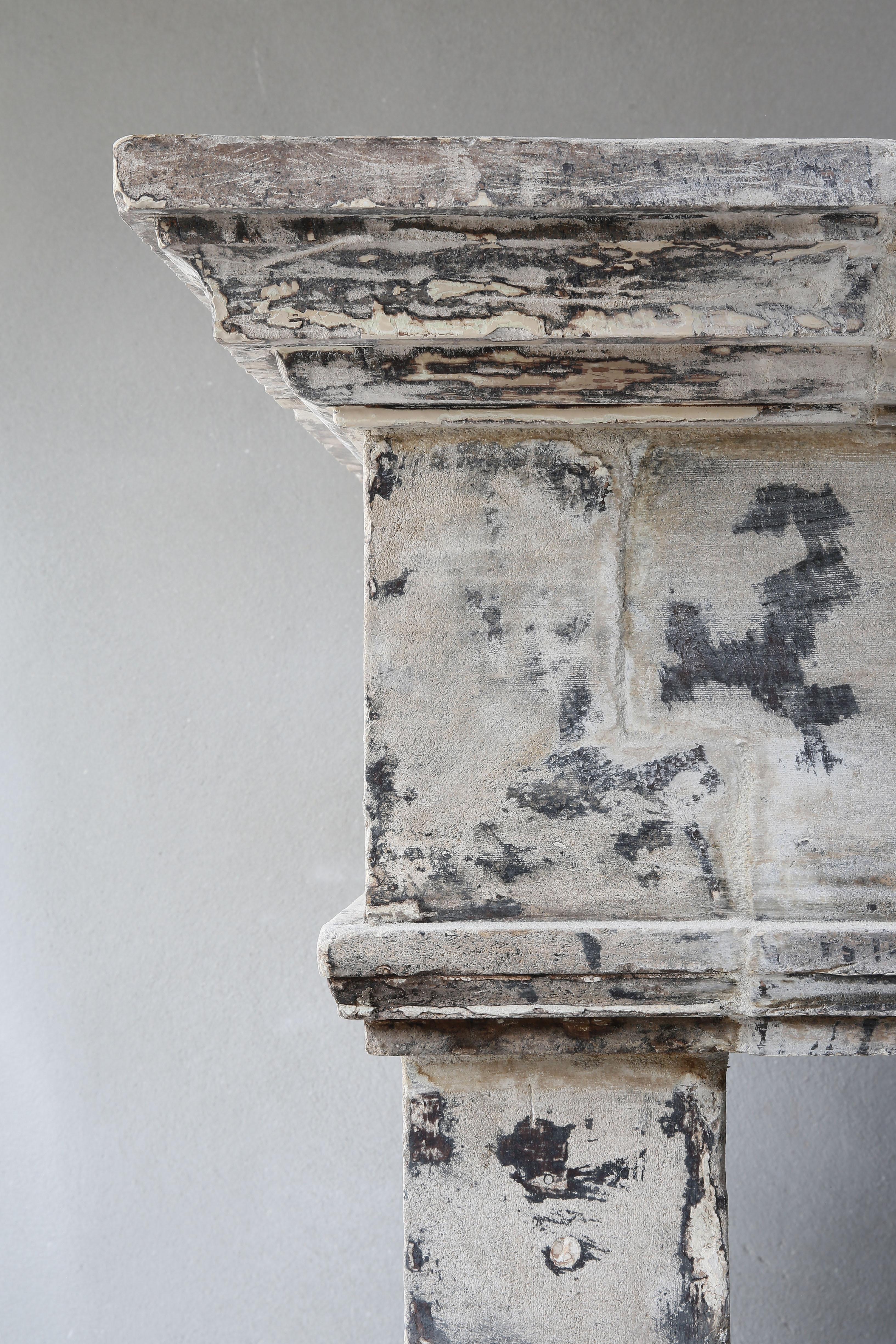 Antique Mantelpiece from the 19th Century, French Limestone, Campagnarde Style 6