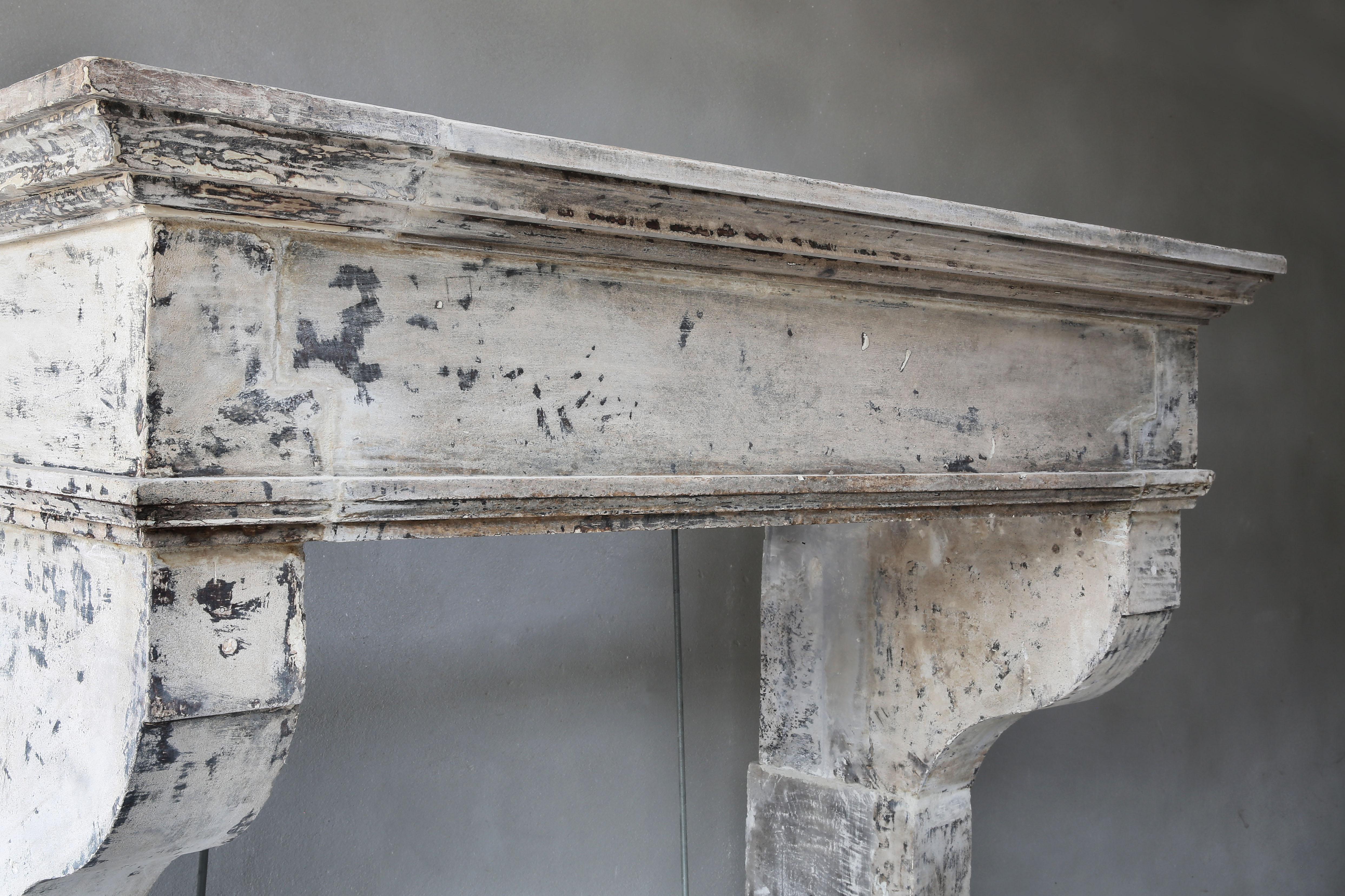 Antique Mantelpiece from the 19th Century, French Limestone, Campagnarde Style 8