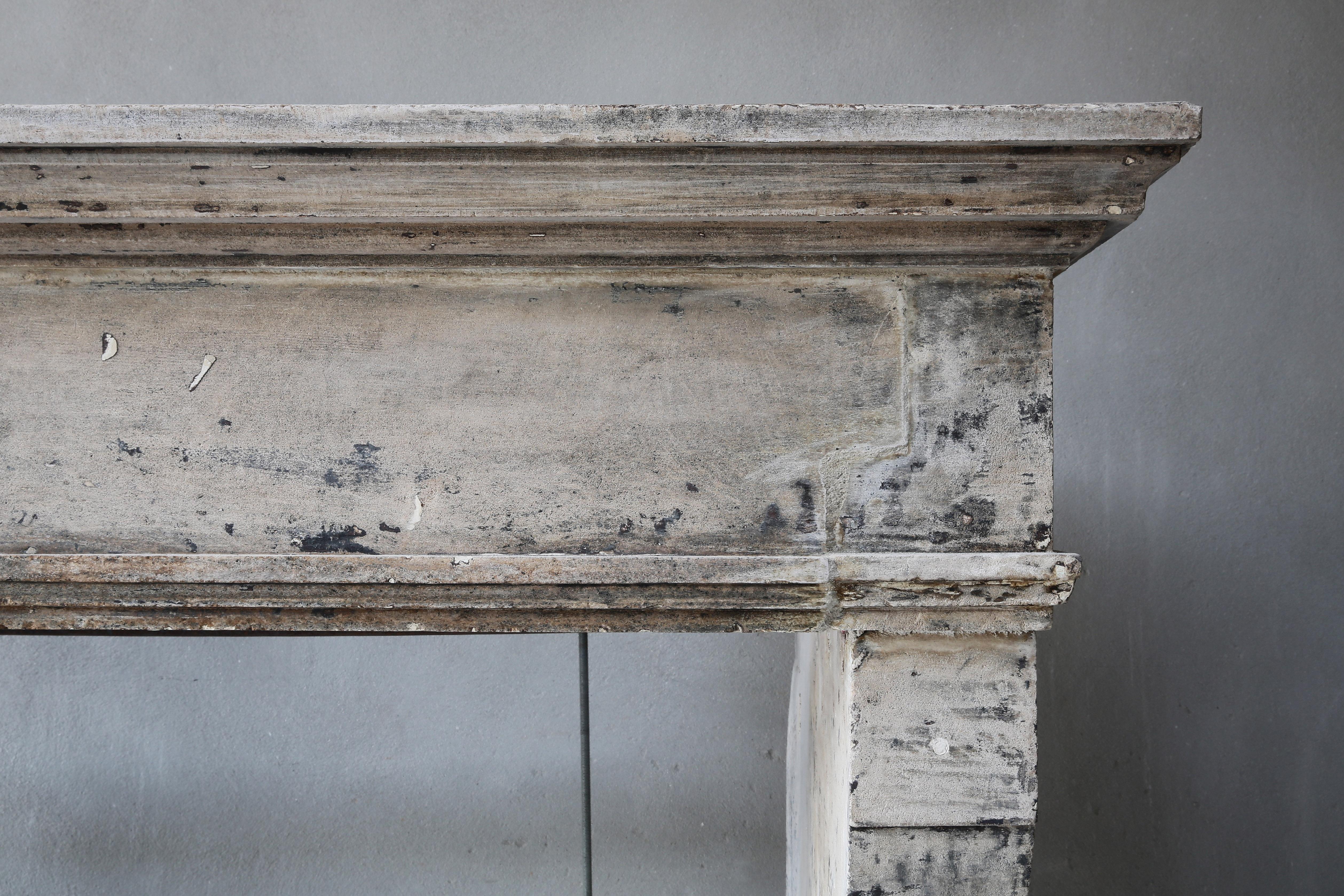 Other Antique Mantelpiece from the 19th Century, French Limestone, Campagnarde Style