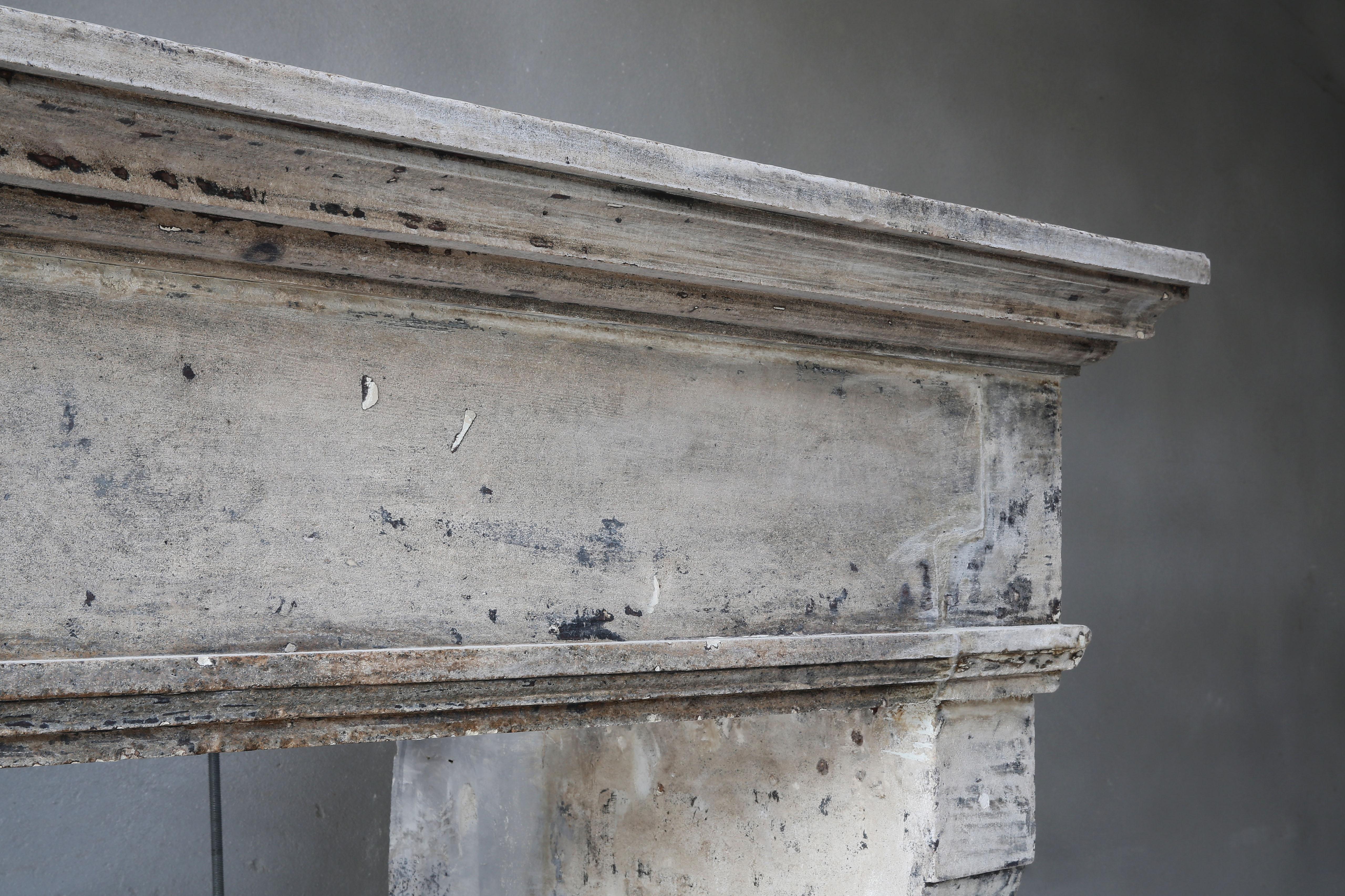 Antique Mantelpiece from the 19th Century, French Limestone, Campagnarde Style 1