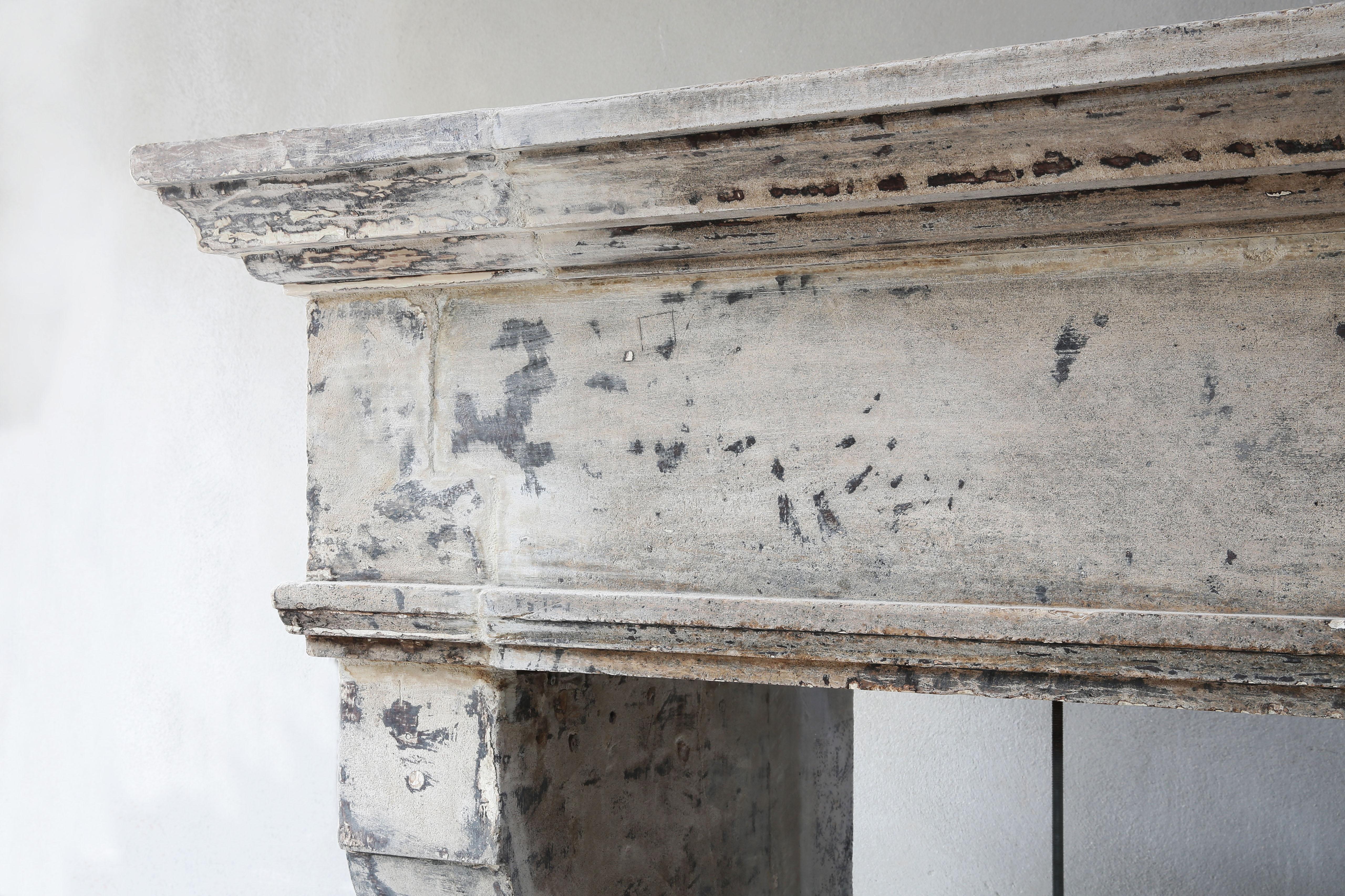 Antique Mantelpiece from the 19th Century, French Limestone, Campagnarde Style 2