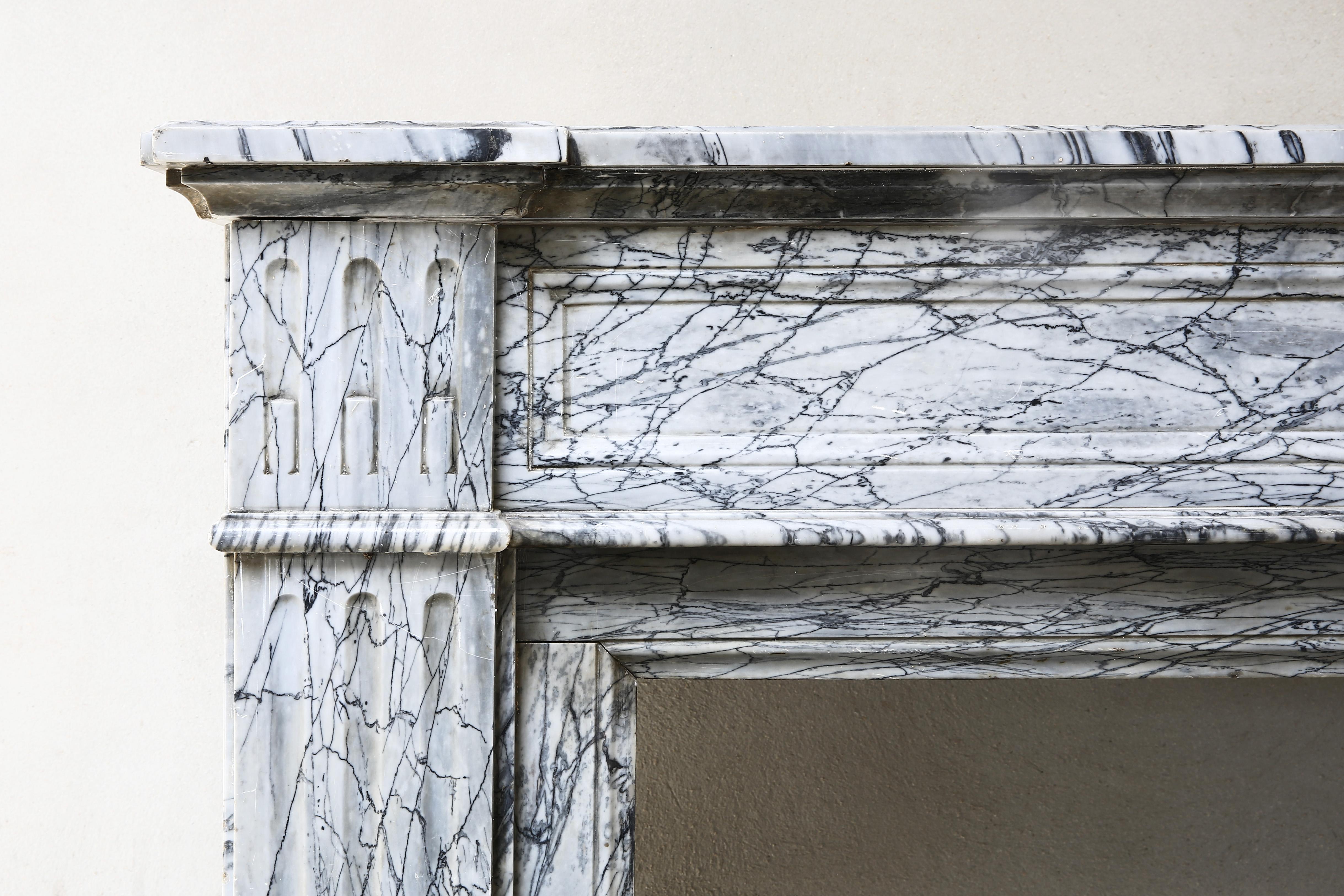 Antique Mantelpiece of Blue Fleuri Marble from the 19th Century, Louis XVI In Good Condition In Made, NL