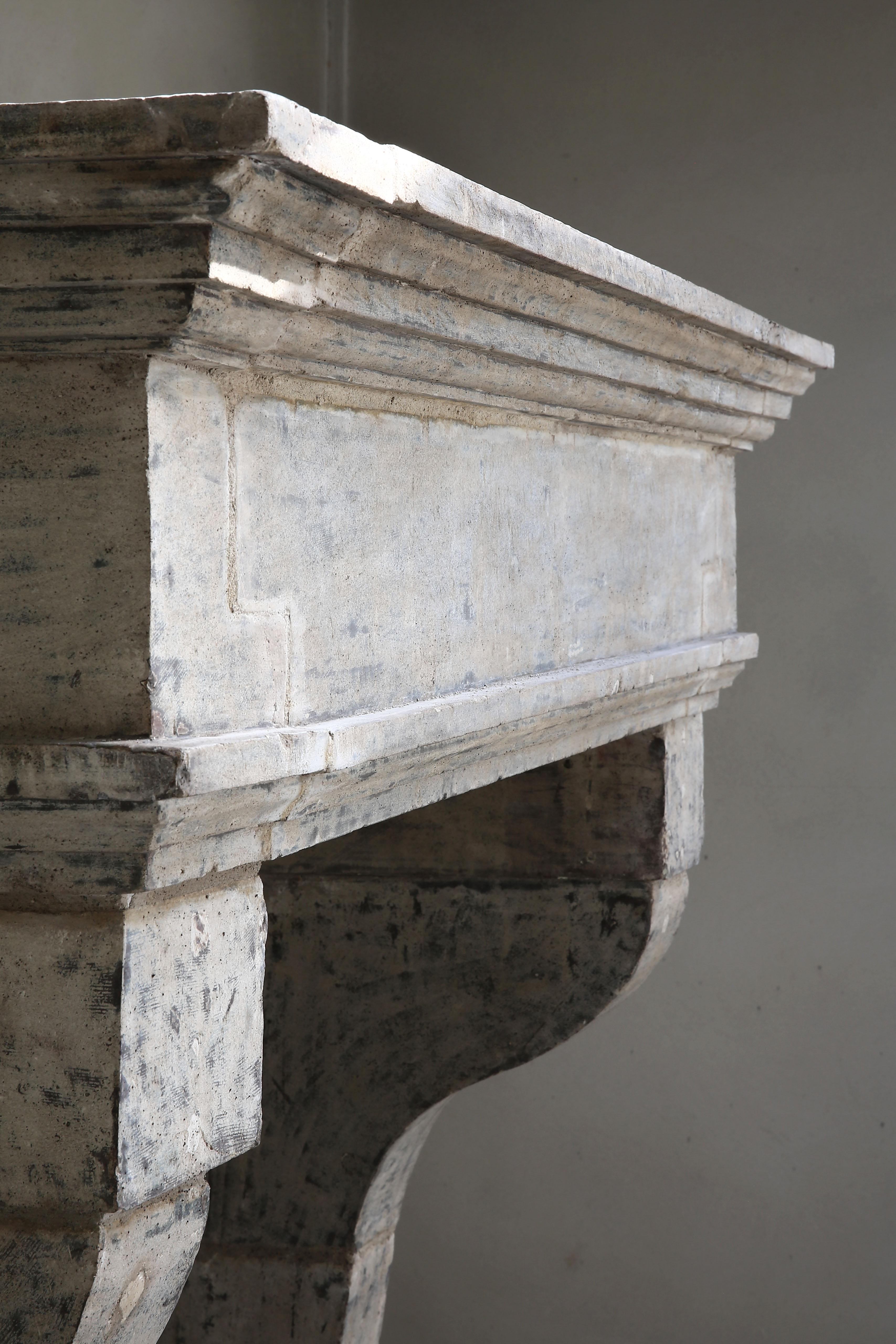 Antique Mantelpiece of French Limestone, 19th Century, Campagnarde Style 6