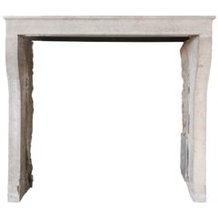 Antique Mantelpiece of French Limestone, 19th Century, Campagnarde Style