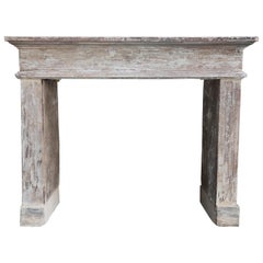 Antique Mantelpiece of French Limestone, 19th Century, Farmer House Style
