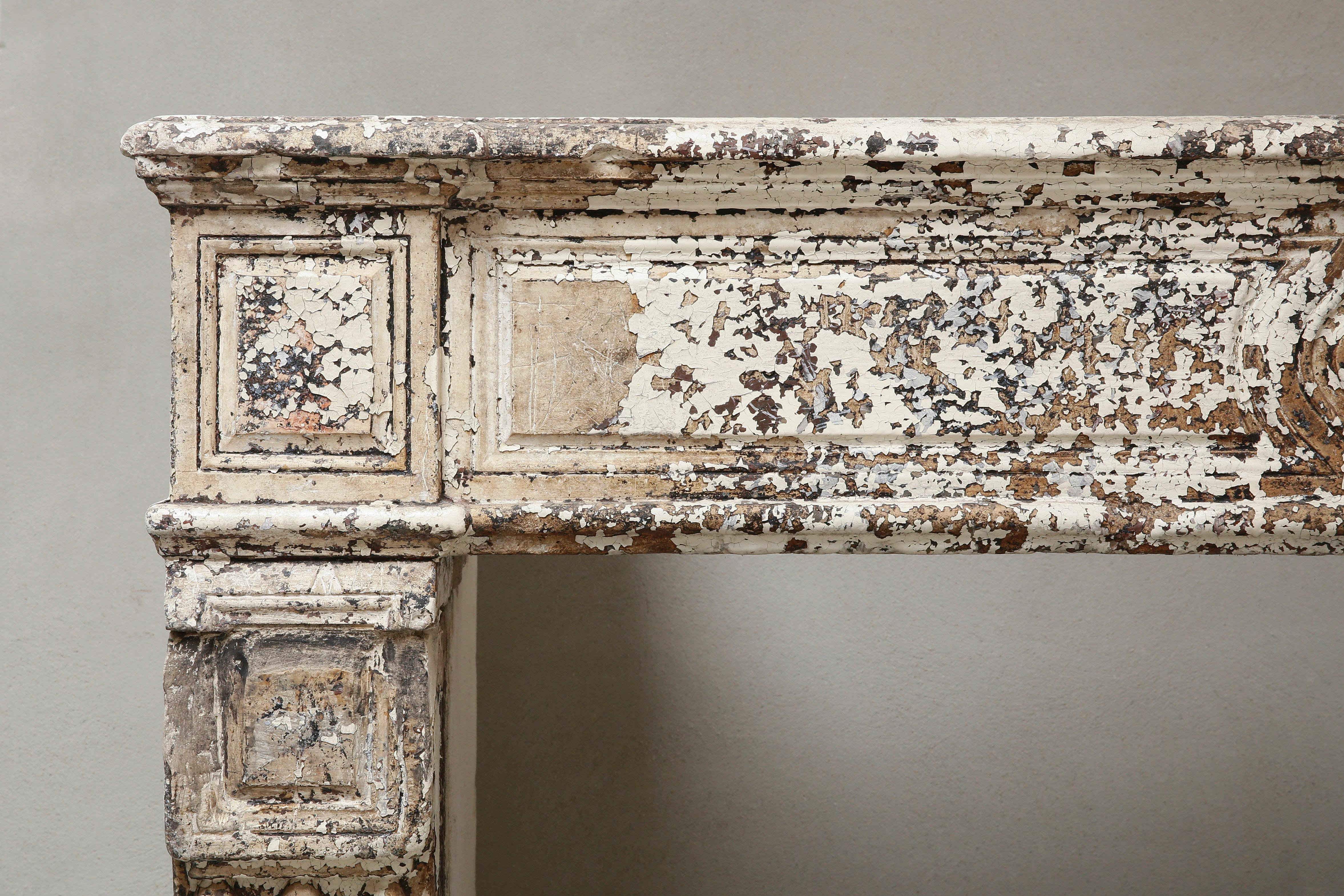 Antique Mantelpiece of French Limestone, 19th Century, Louis XVI In Good Condition In Made, NL